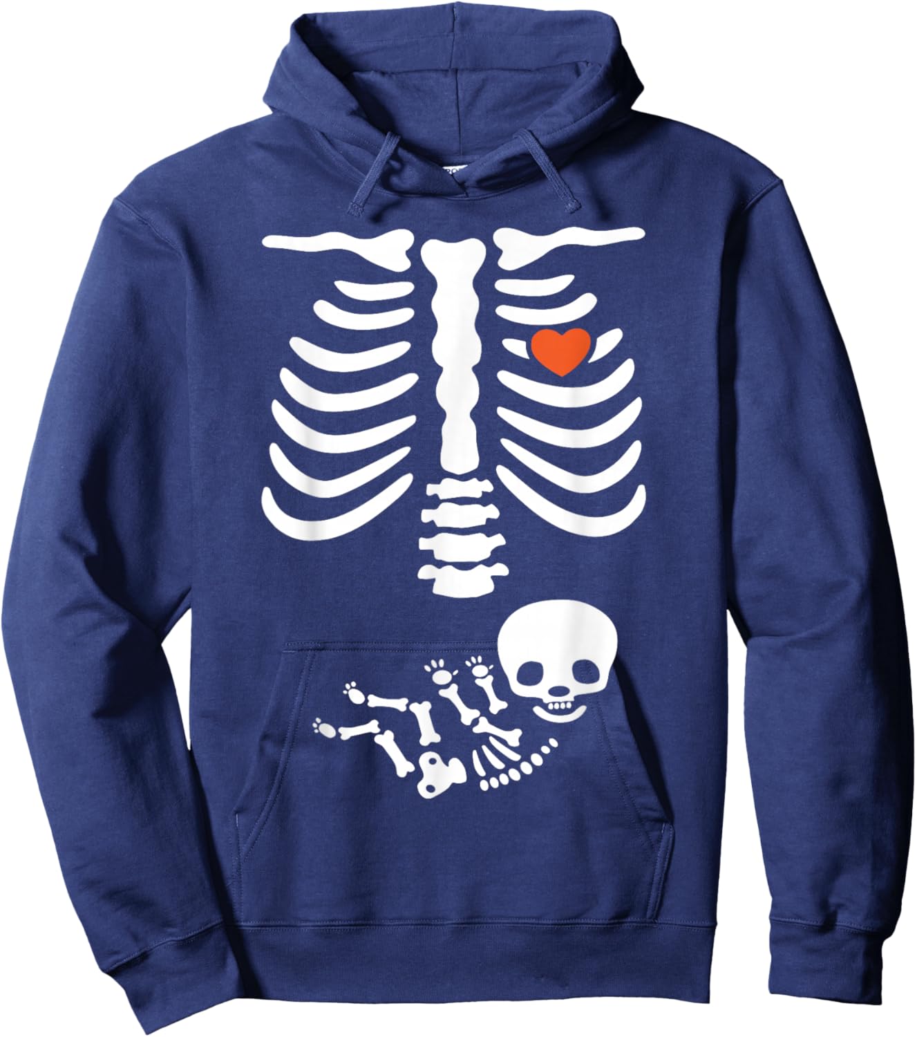 Pregnant Skeleton Rib Costume Pumpkin Halloween Women Girls Hoodie - Hoodie | Navy