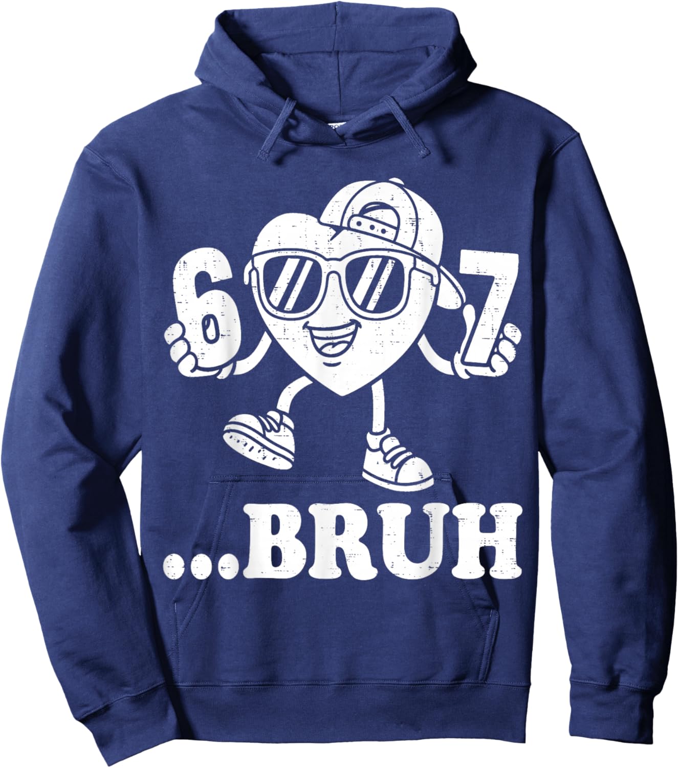 67 Valentines Bruh Six Seven Meme Heart 6 7 Boys Kid Slang Hoodie - Hoodie | Navy