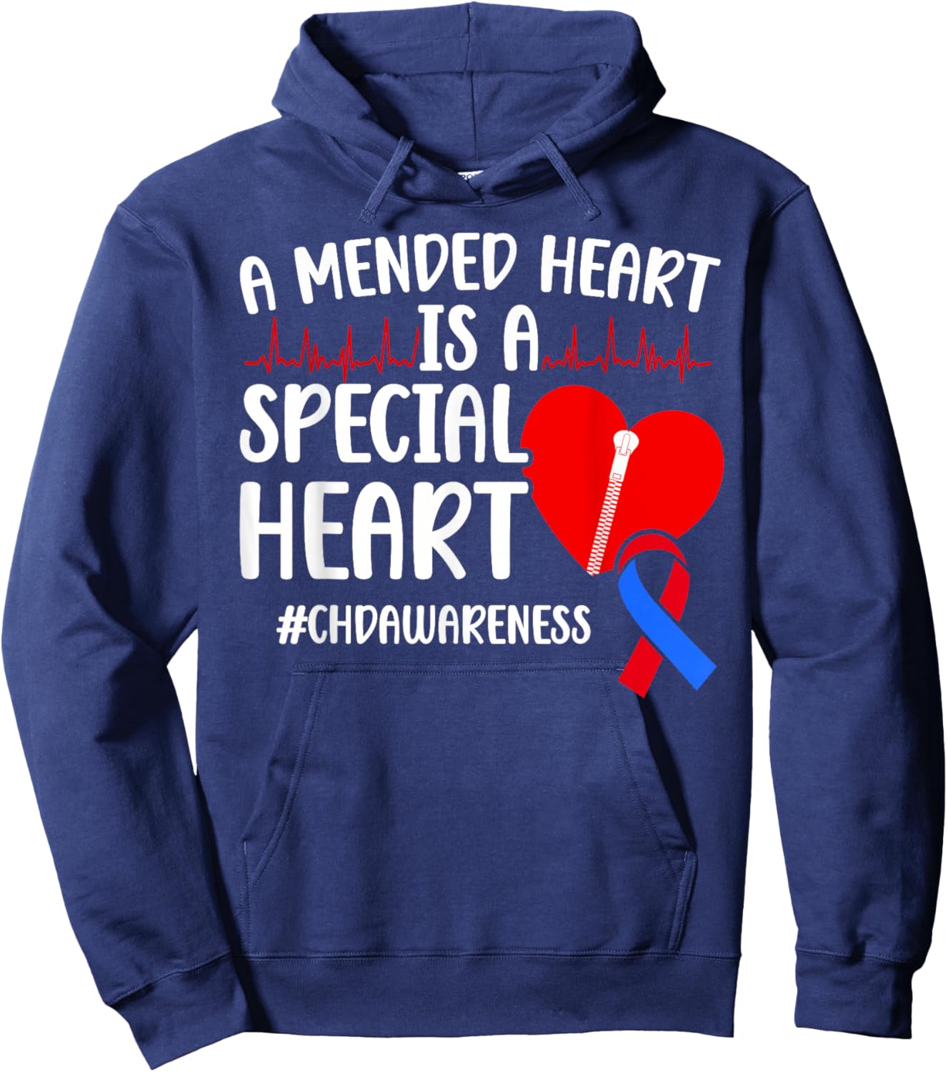 Mended Heart CHD Warrior Congenital Heart Disease Awareness Hoodie - Hoodie | Navy