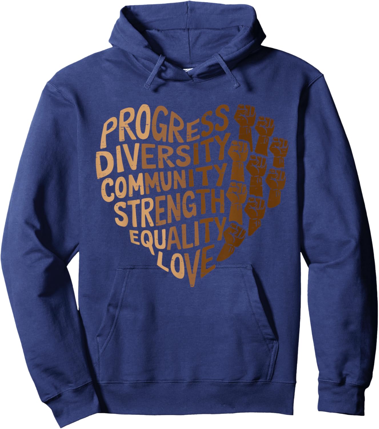 Progress Diversity Equity Black History Melanin Girls Hoodie - Hoodie | Navy