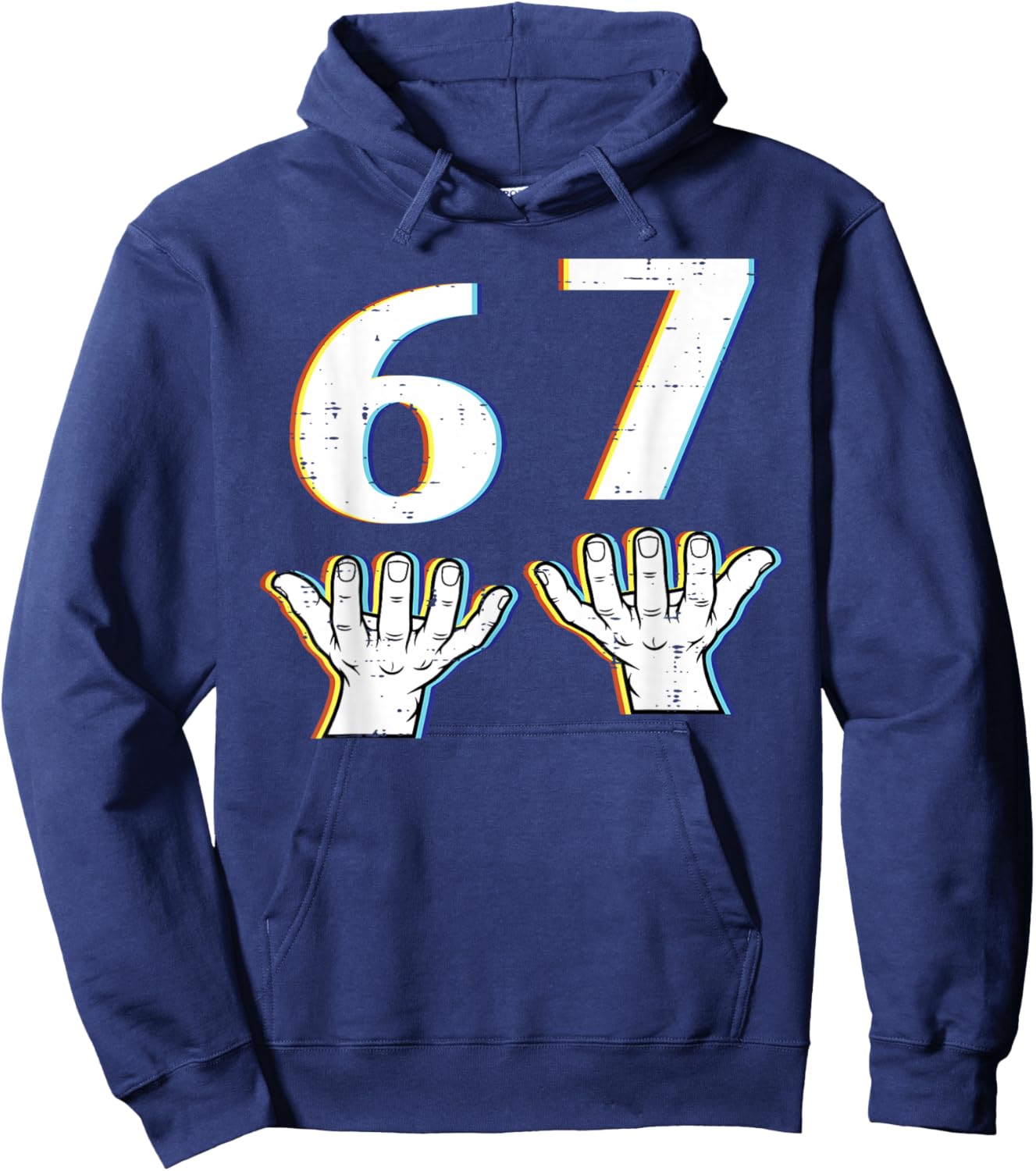 6 7 Meme Funny 67 Six Seven Gen Alpha Slang Kids Boys Youth Hoodie - Hoodie | Navy
