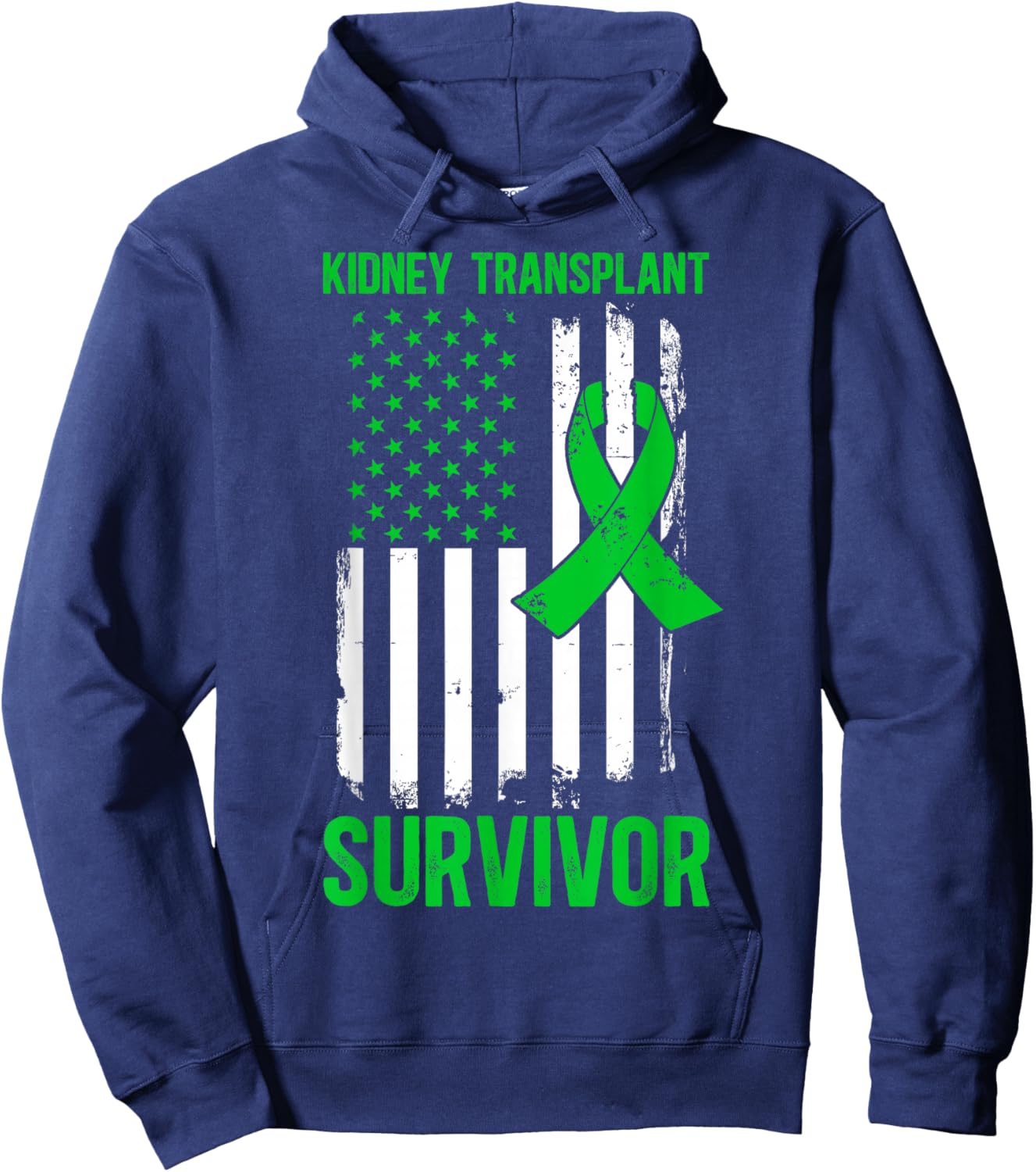 Kidney Transplant Survivor US Flag Kidney Recipient Hoodie - Hoodie | Navy