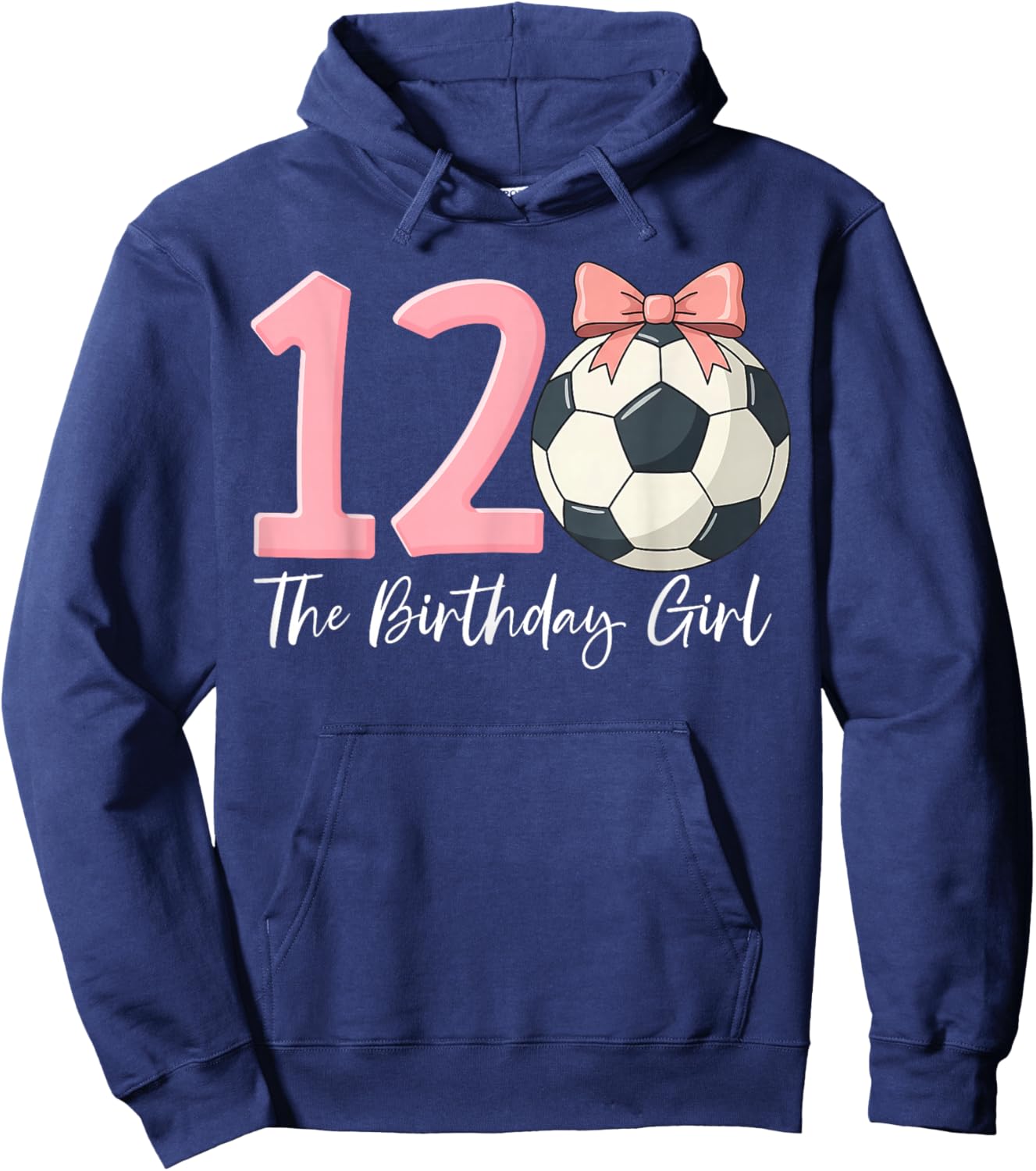 12th Birthday Girl Soccer Ball Coquette Pink 12 Hoodie - Hoodie | Navy