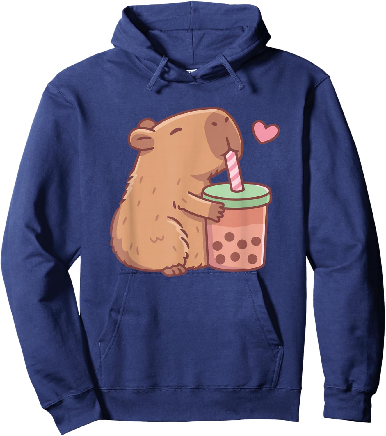 Cute Boba Capybara Drinking Bubble Tea Funny Animal Kids Hoodie - Hoodie | Navy