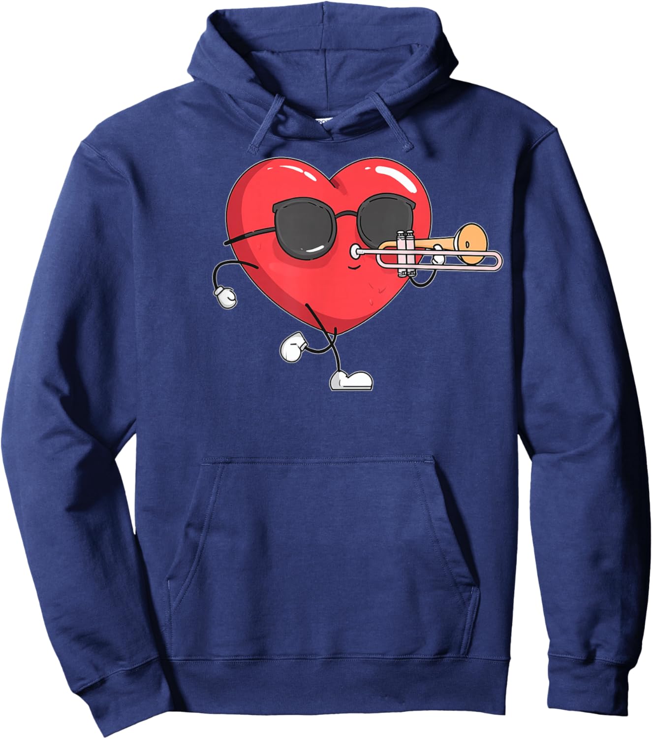 Trombone Heart Player Trombonist Valentine's Day Sunglasses Hoodie - Hoodie | Navy