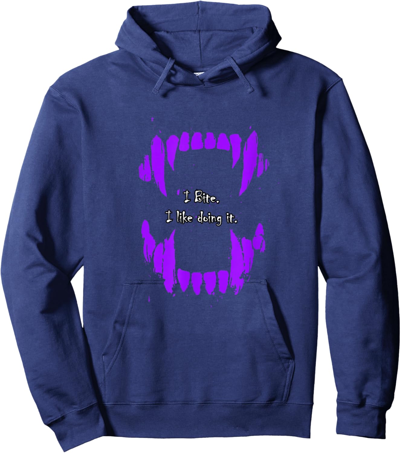 Purple Color I Bite, I Like Doing It Purple Graphic Hoodie - Hoodie | Navy