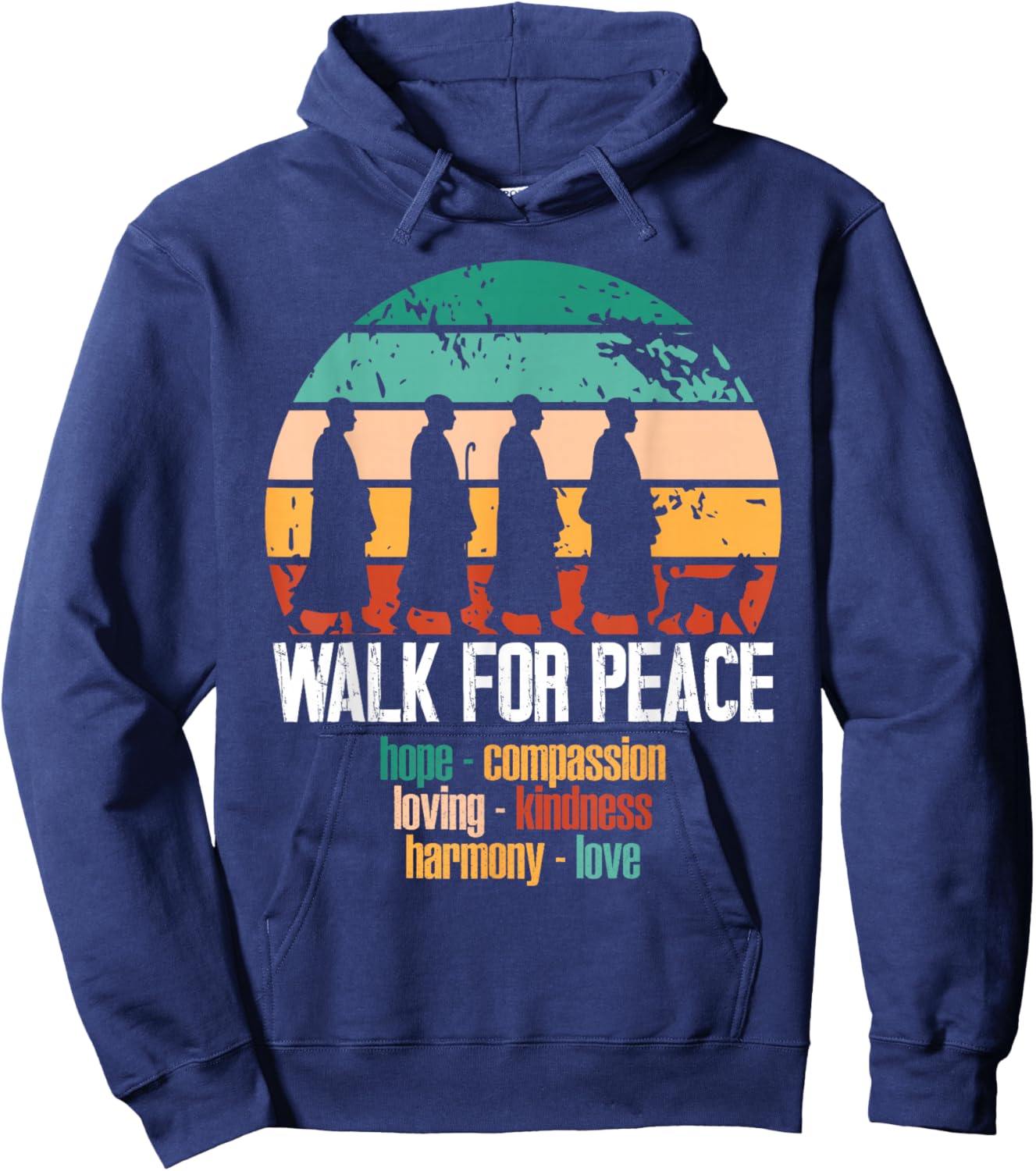 Peace Walking Monks, Aloka Dog Peaceful Path Journey Gifts Hoodie - Hoodie | Navy