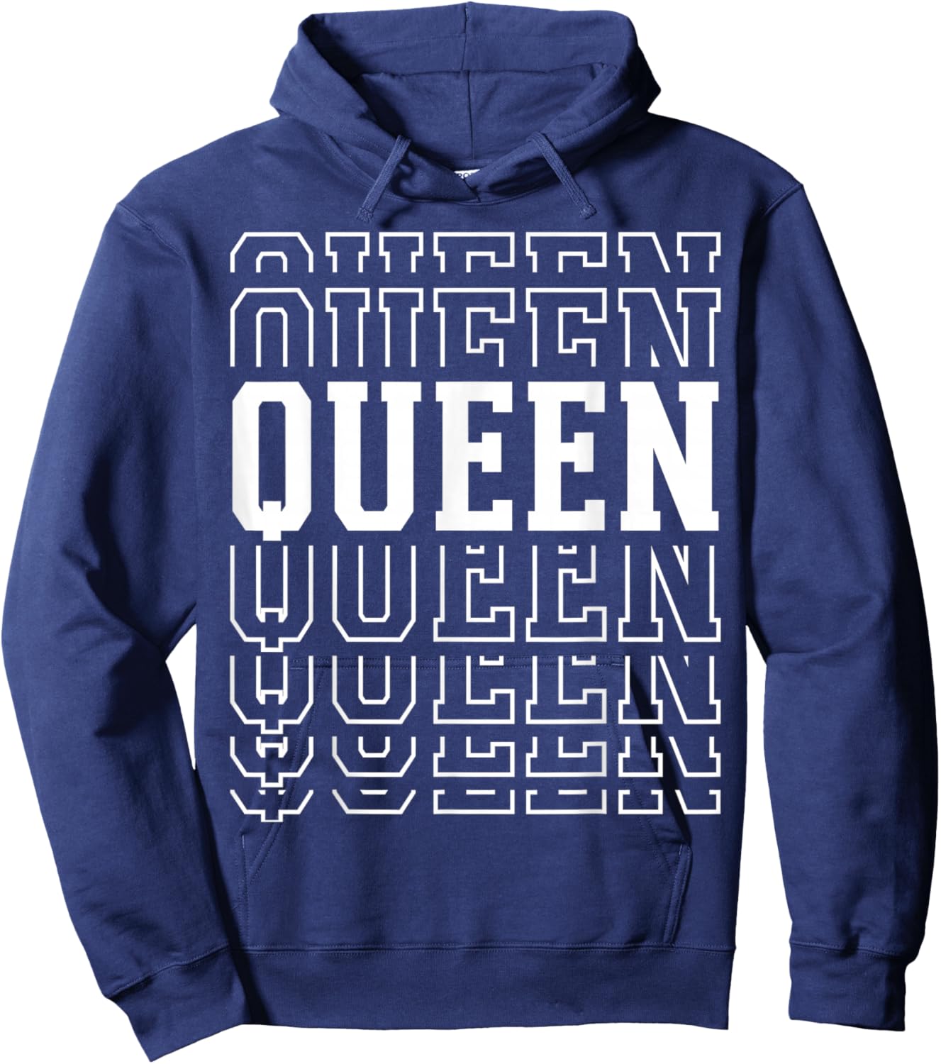 Queen Layered Text Costume Royalty Party Hoodie - Hoodie | Navy