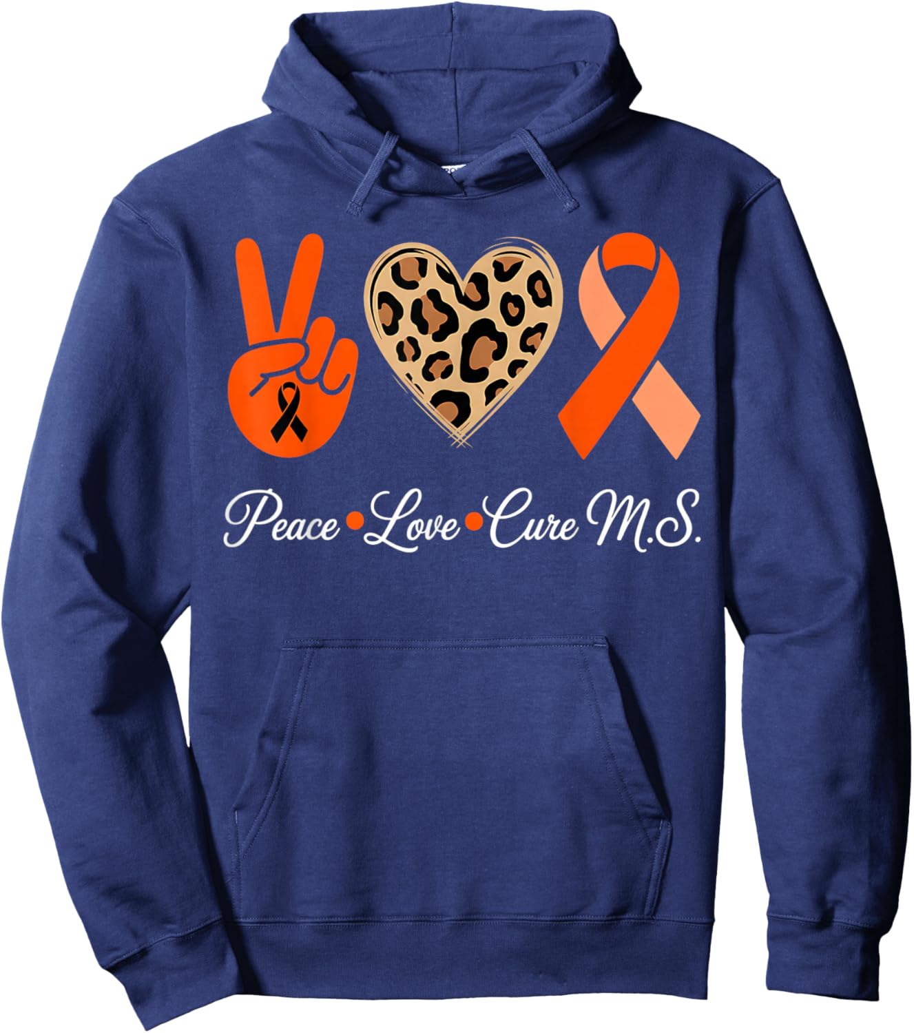 Multiple Sclerosis Awareness Peace Love Cure MS Men Women Hoodie - Hoodie | Navy