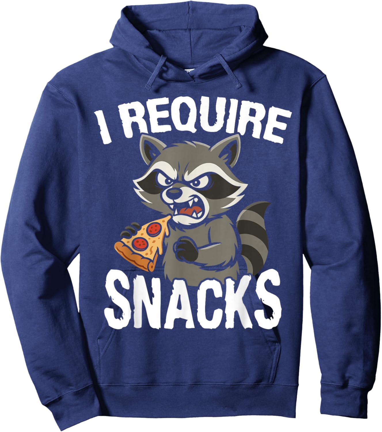 I Require Snacks Animal Meme Funny Raccoon Pizza Hoodie - Hoodie | Navy