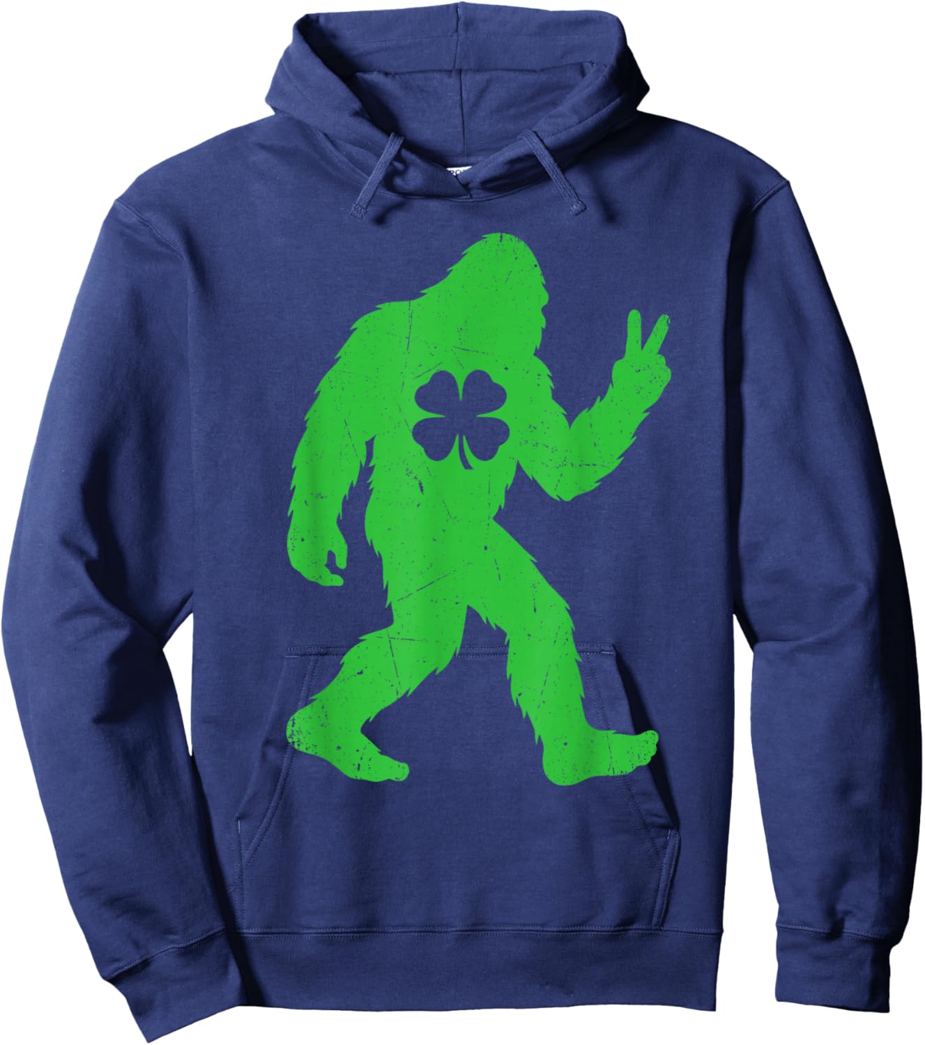 Retro Funny St Patrick's Day Bigfoot Shamrock Men Women Kids Hoodie - Hoodie | Navy