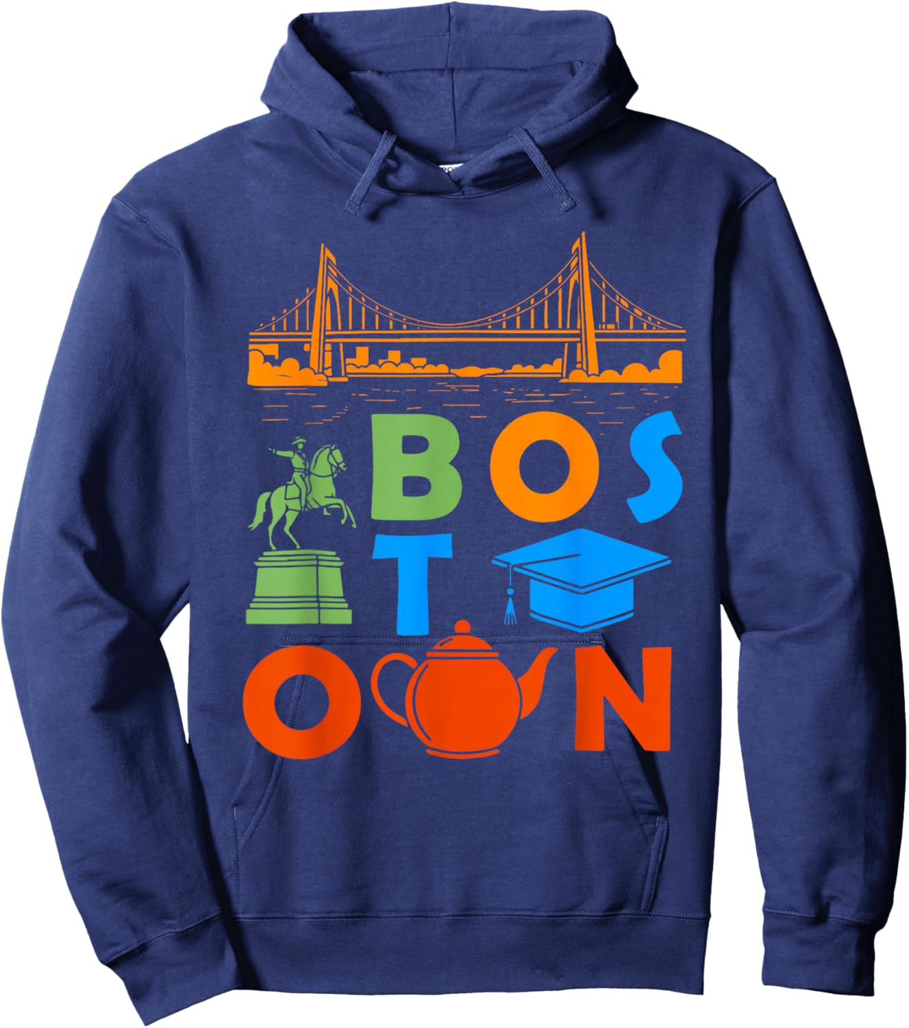 Boston Massachusetts Souvenir Men Boston Bridge Boston Hoodie - Hoodie | Navy