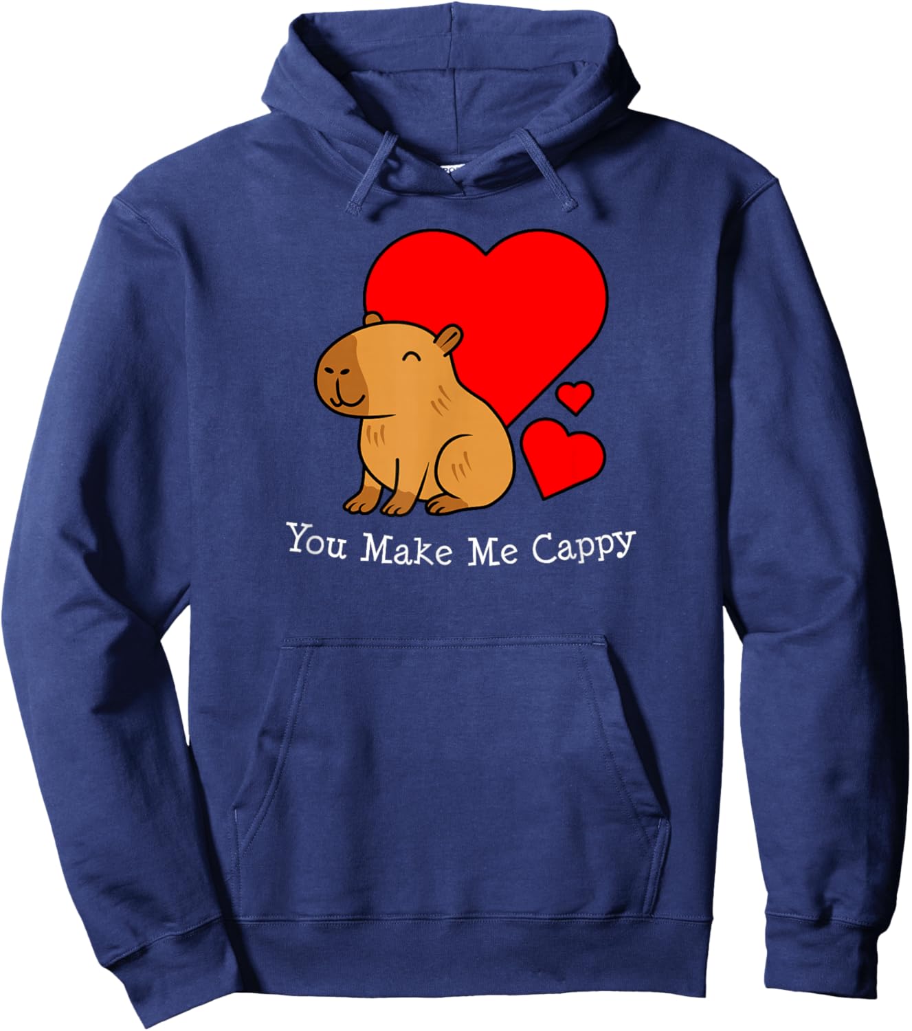 Capybara Valentine's Day Pun Make Me Cappy Hoodie - Hoodie | Navy