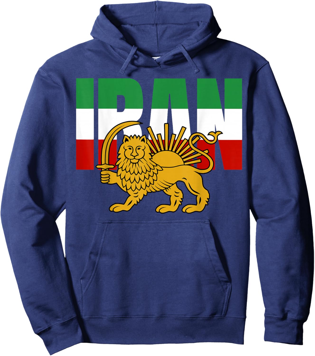Free Iran Symbol Flag Heartbeat Freedom Love with Lion Hoodie - Hoodie | Navy