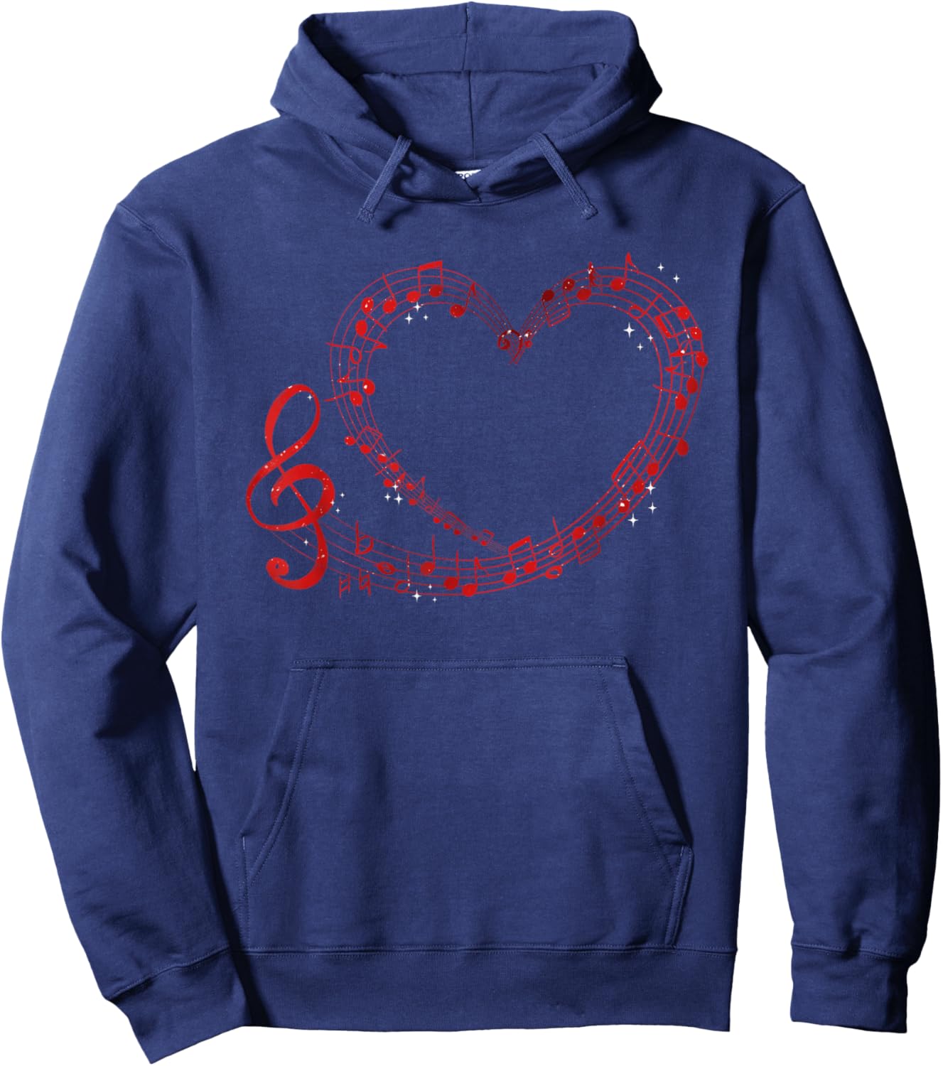 Musical Note Heart Music Teacher Valentines Day Musician Hoodie - Hoodie | Navy