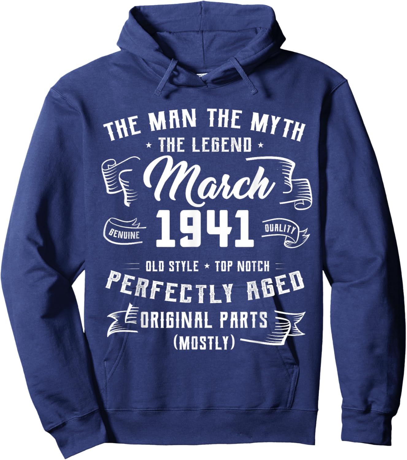 85th Birthday Gift Man Myth Legend March 1941 85 Yrs Old Hoodie - Hoodie | Navy