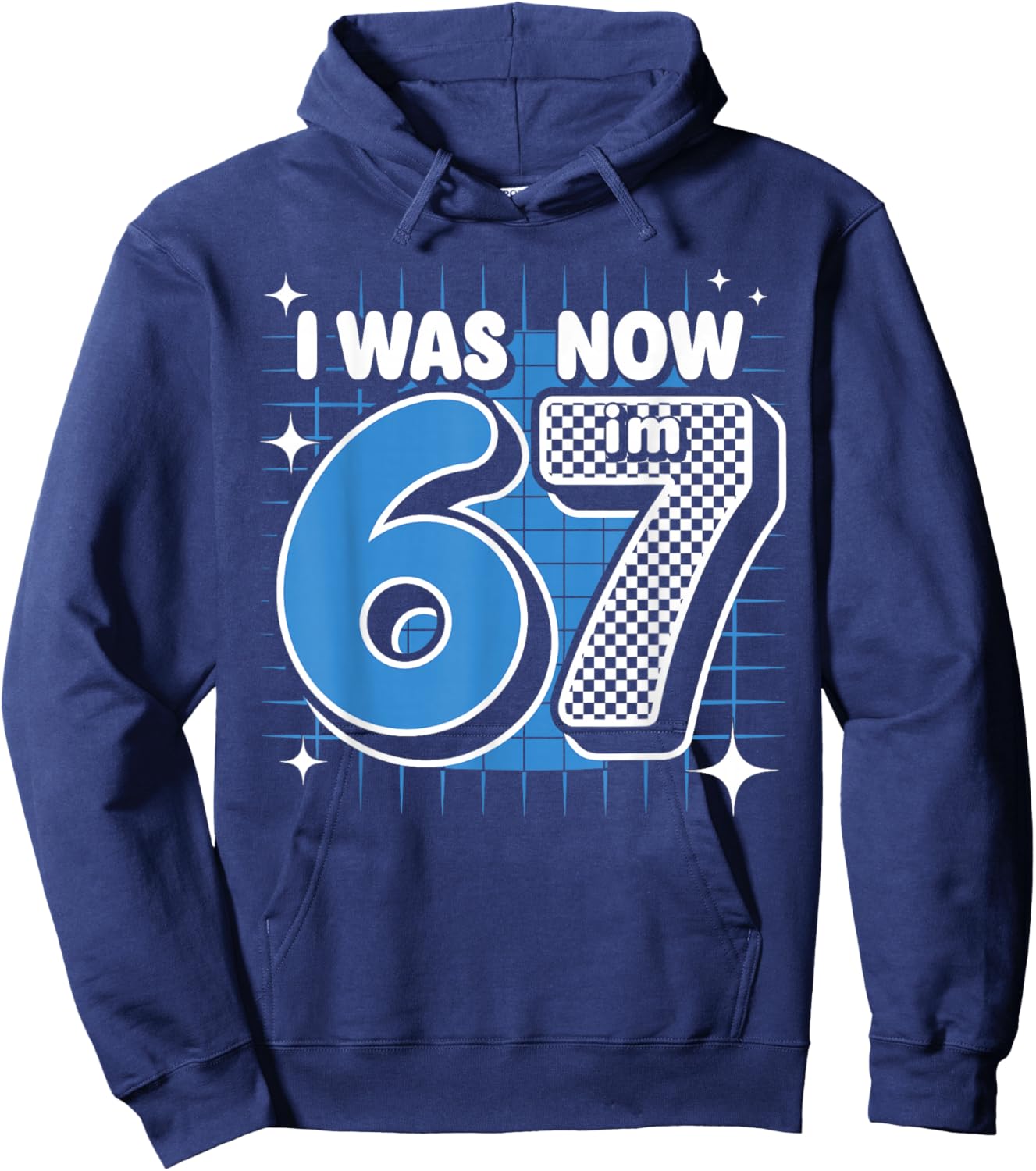 Blue Checkered I was 6 Now I'm 7 Birthday Boy Bday Hoodie - Hoodie | Navy