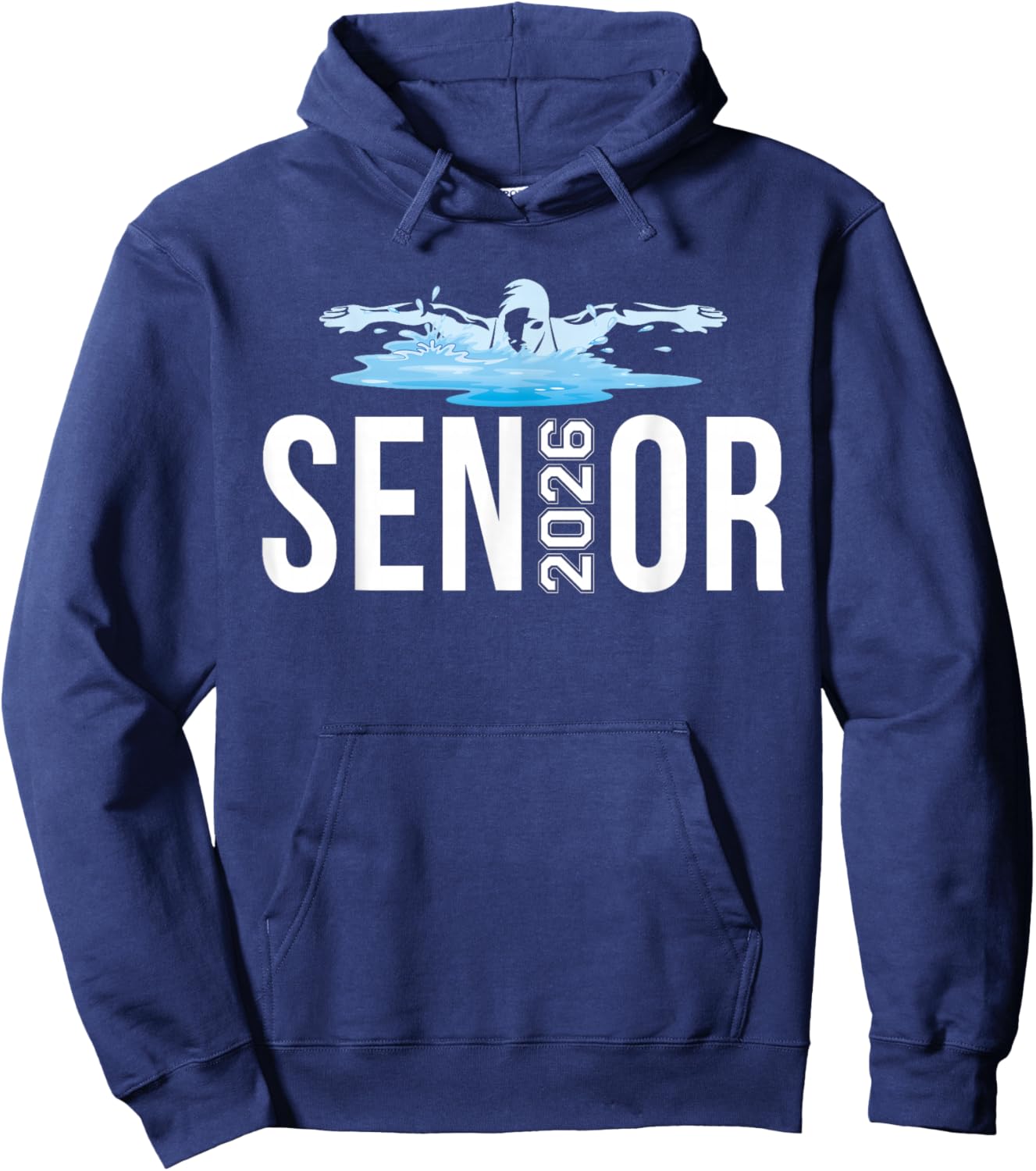 Senior Swim Team Member Class of 2026 Swimmer Vintage Hoodie - Hoodie | Navy