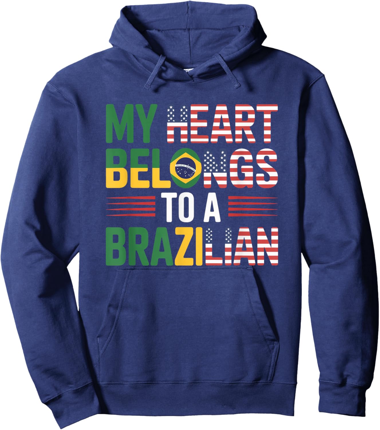 My Heart Belongs to A Brazilian, Brazil Husband Wife Roots Hoodie - Hoodie | Navy