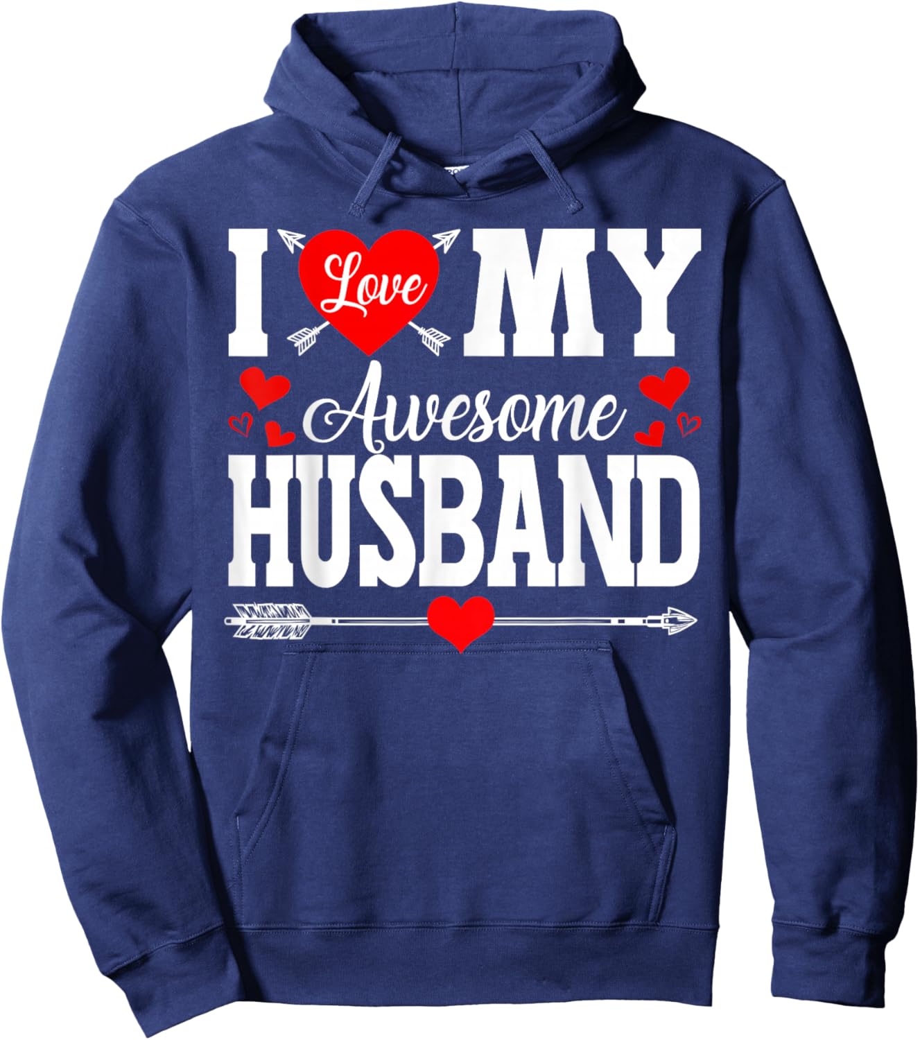 I Love My Awesome Husband Wife Happy Valentines Women Hoodie - Hoodie | Navy