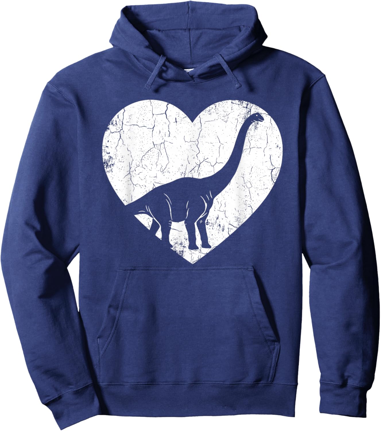 Brontosaurus Dinosaur Heart Valentine's Day Hoodie - Hoodie | Navy