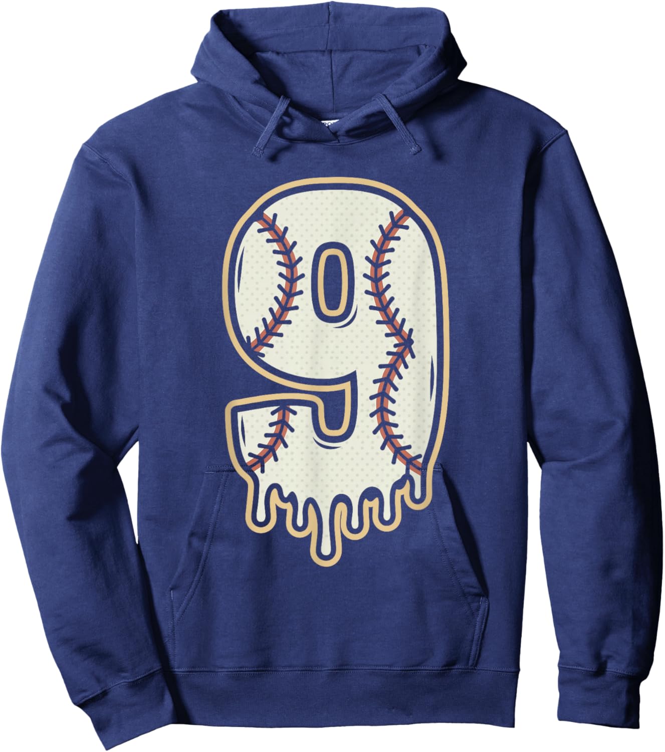 Dripping 9th Birthday Baseball Brainrot Meme Slang 9 Year Hoodie - Hoodie | Navy