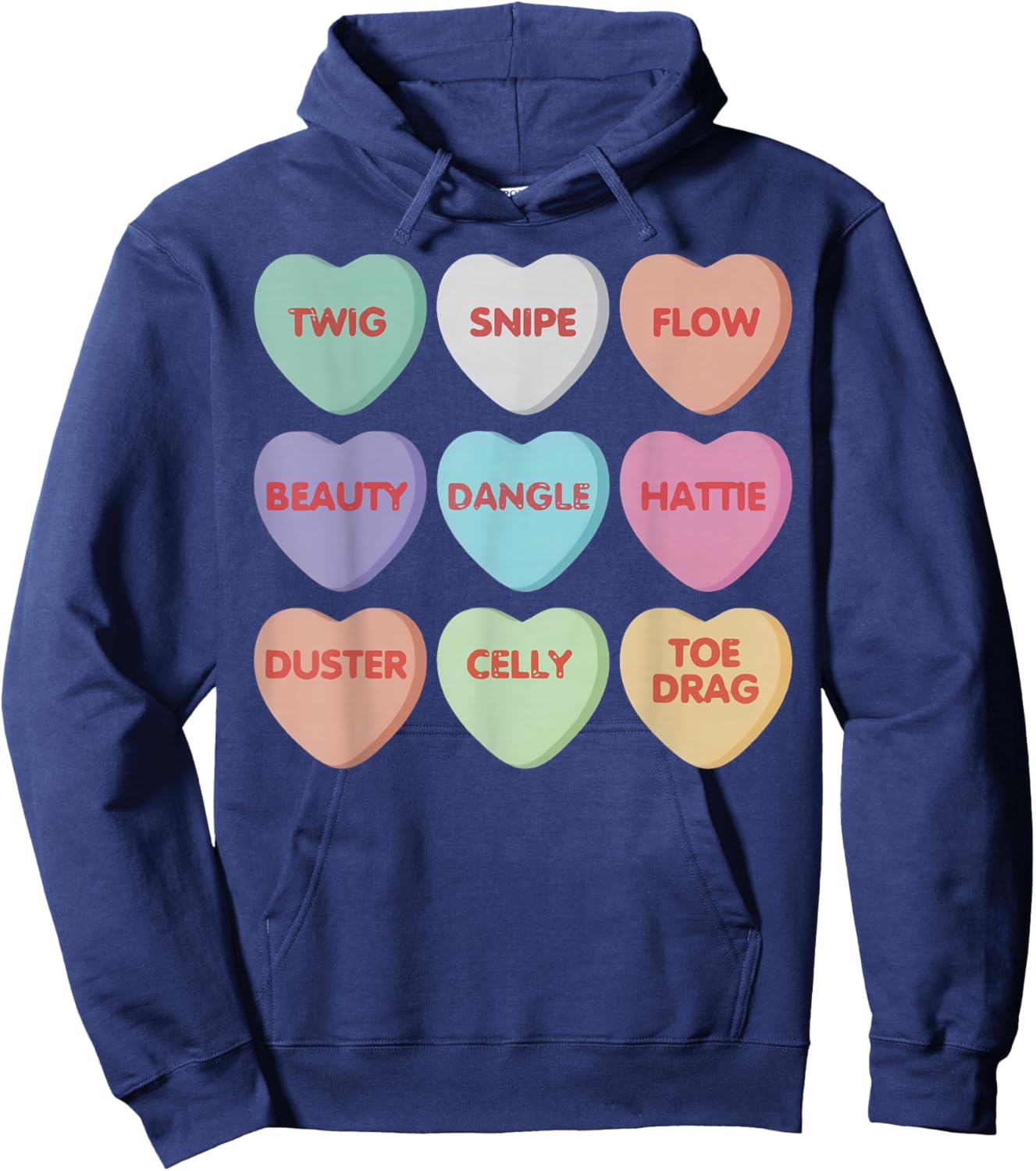 Valentines Day Hockey Conversation Candy Heart Hockey Player Hoodie - Hoodie | Navy