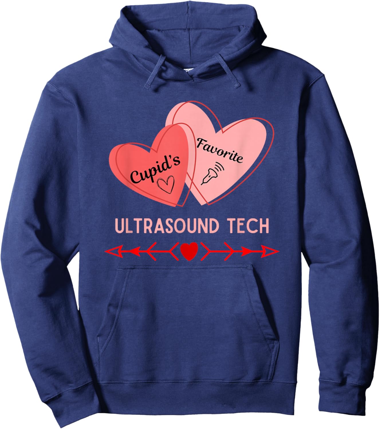 Valentine's Day Ultrasound Tech Healthcare Worker Trendy Hoodie - Hoodie | Navy