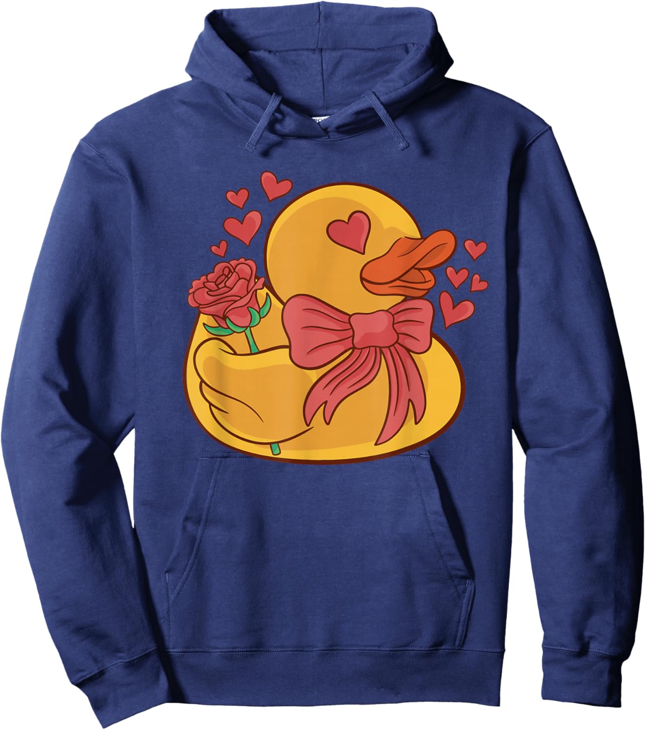 Valentines Rubber Duck with Rose Flowers Rubber Duck Lover Hoodie - Hoodie | Navy