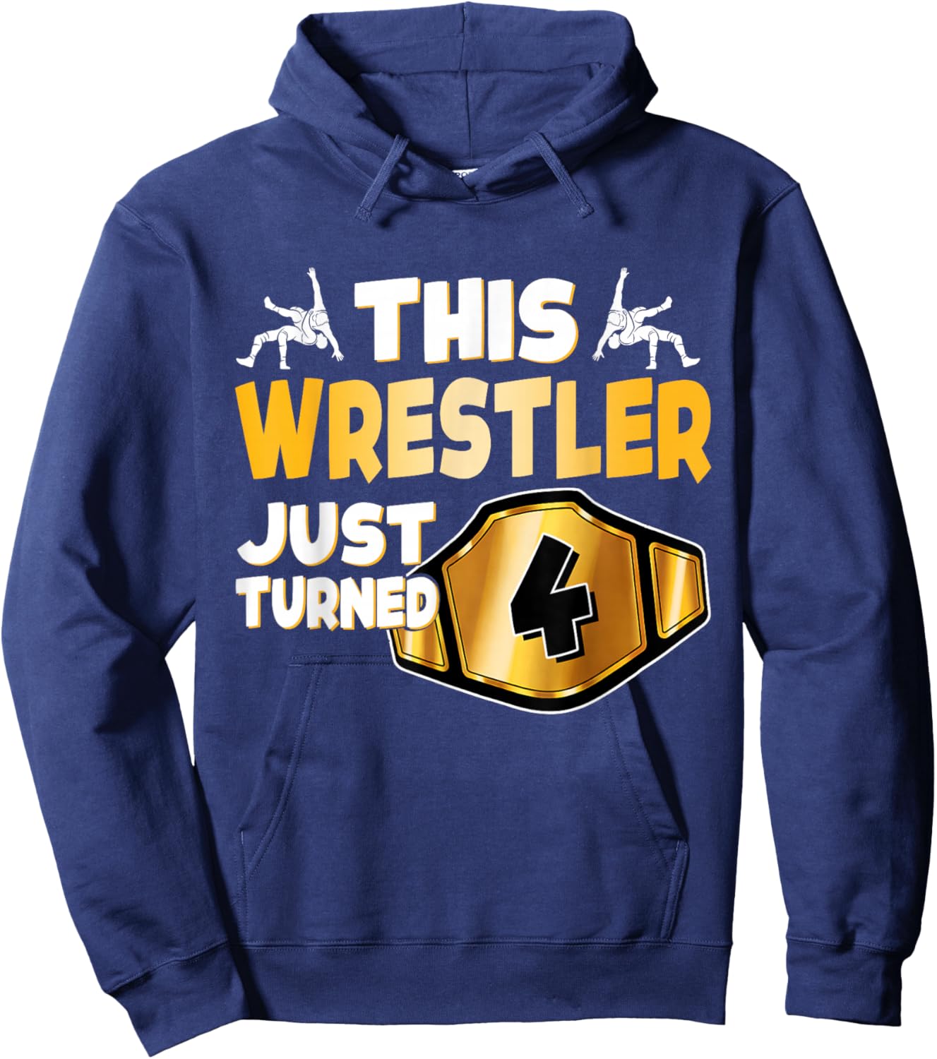 This Wrestler Just Turned 4 Wrestling Birthday Kids Gift Hoodie - Hoodie | Navy