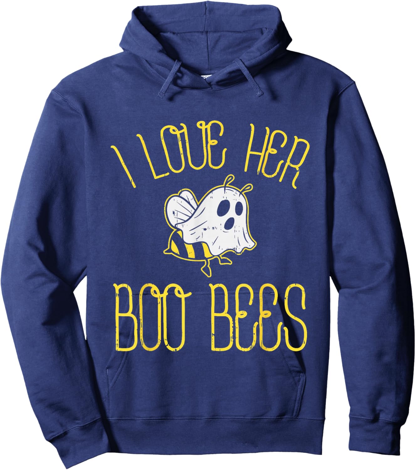 I Love Her Boo Bees Couples Halloween Adult Costume His Men Hoodie - Hoodie | Navy
