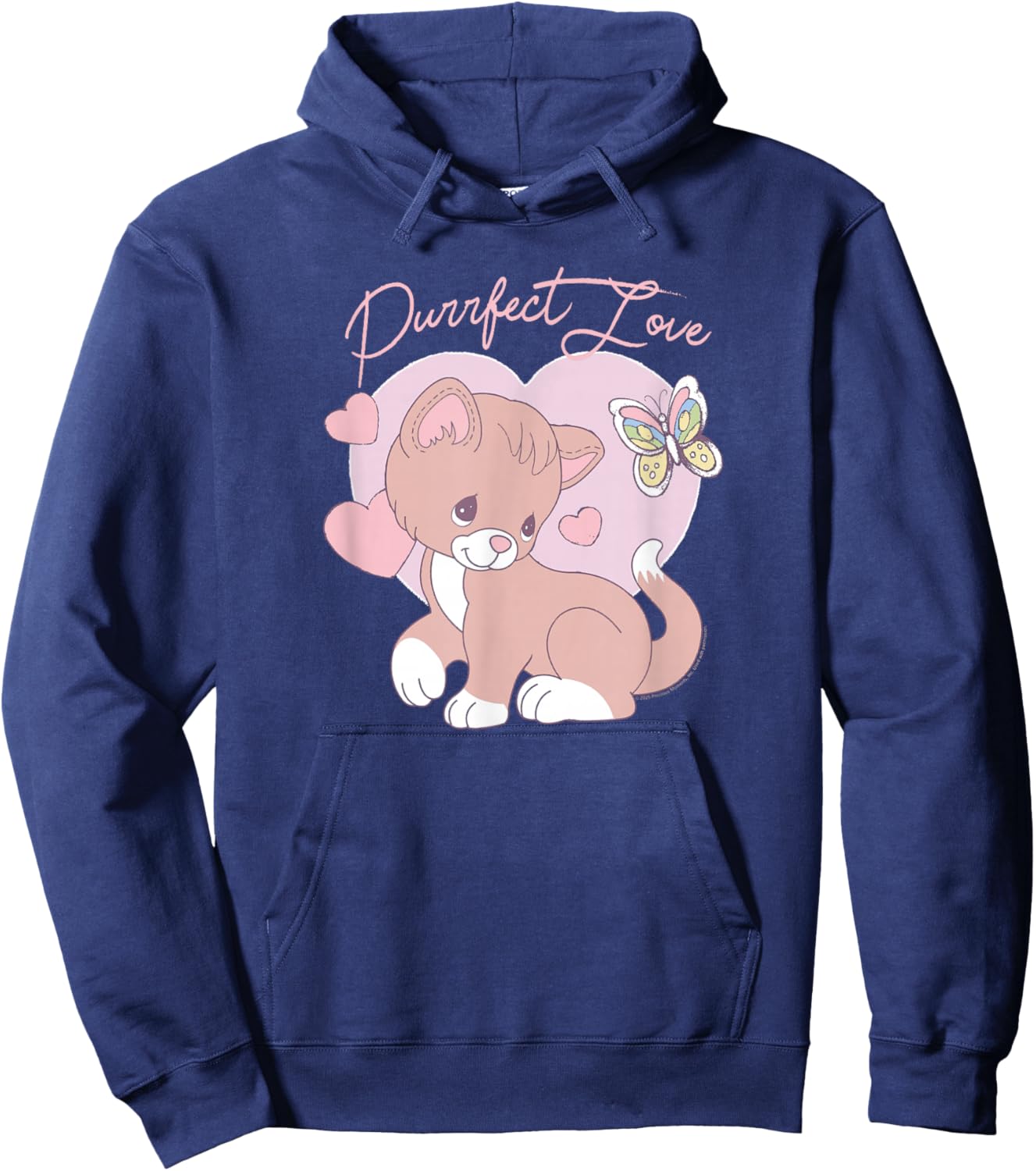 Precious Moments Purrfect Love Cat Sweet Cute Retro Kitty Hoodie - Hoodie | Navy