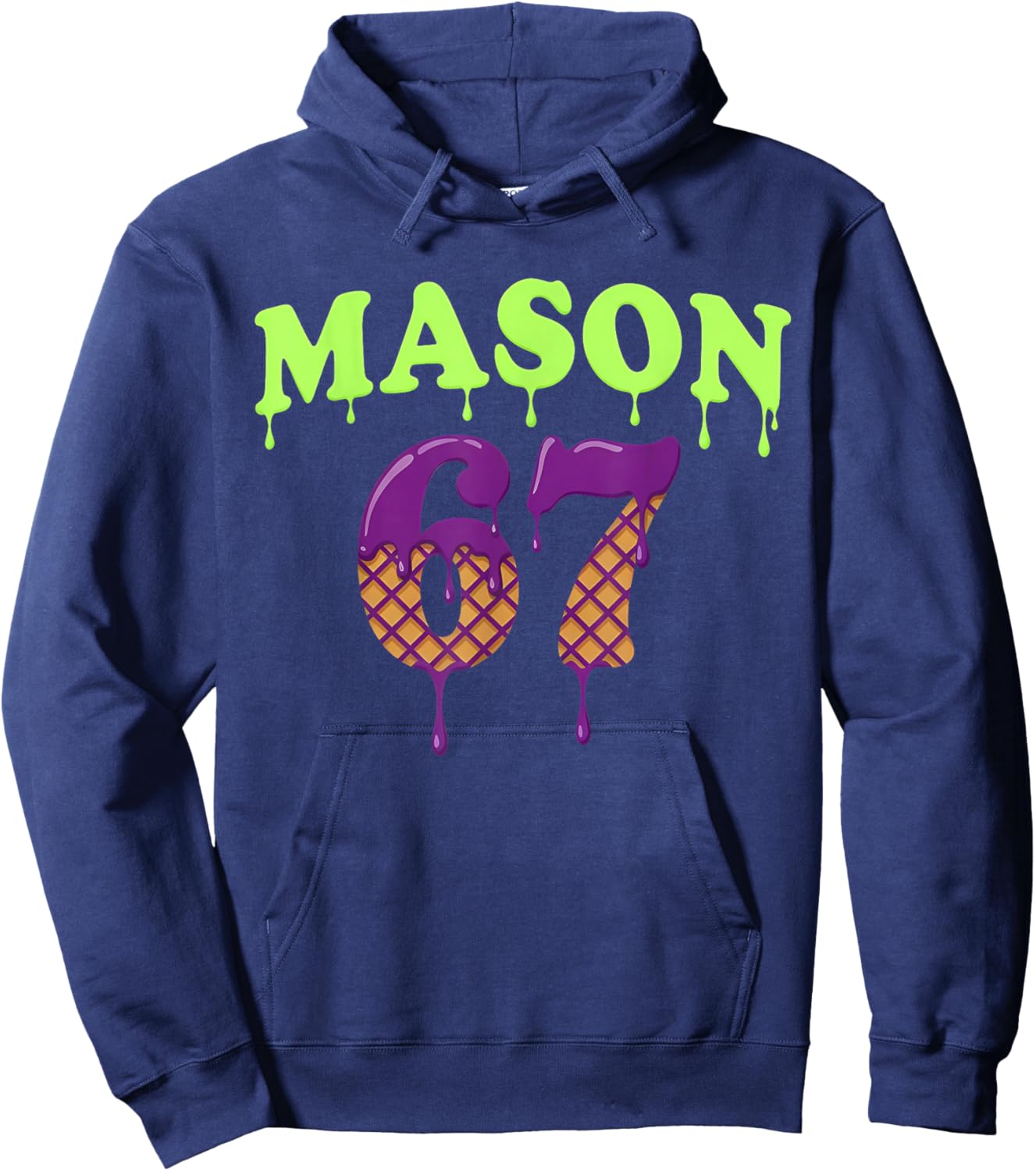 Mason 67 Ice Cream Baseball Drip for Boys Kids 6 7 Meme Hoodie - Hoodie | Navy