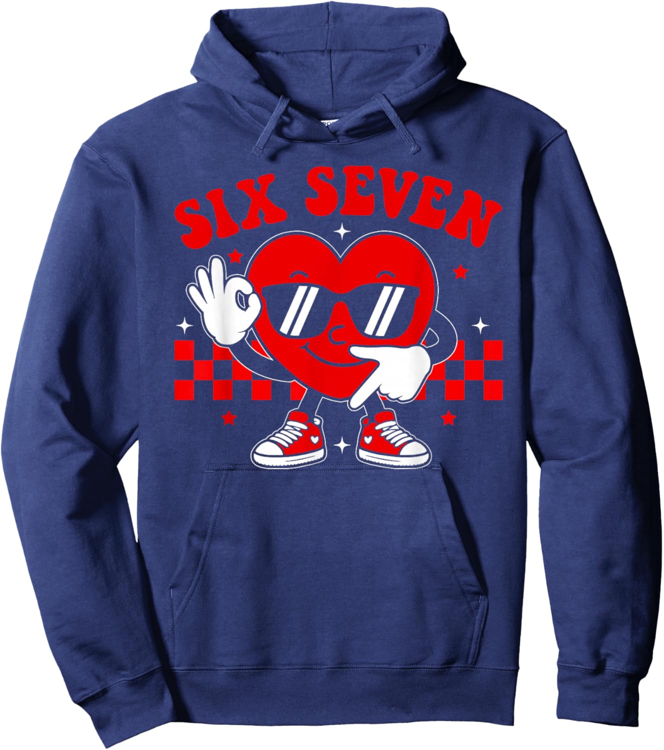 Funny Six Seven 6 7 Valentines Day Heart Boys Kids 67 Meme Hoodie - Hoodie | Navy
