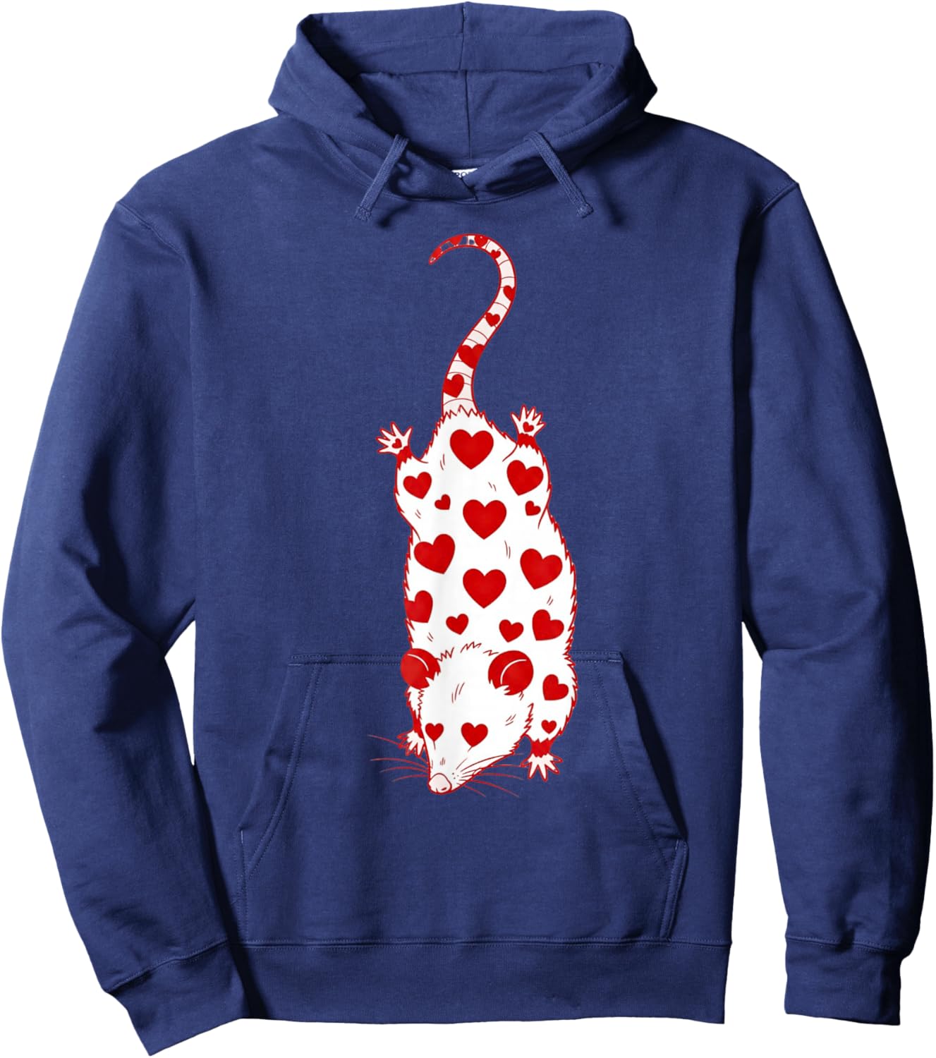 Opossum with Hearts | Cute Valentines Day Pet Possum Hoodie - Hoodie | Navy