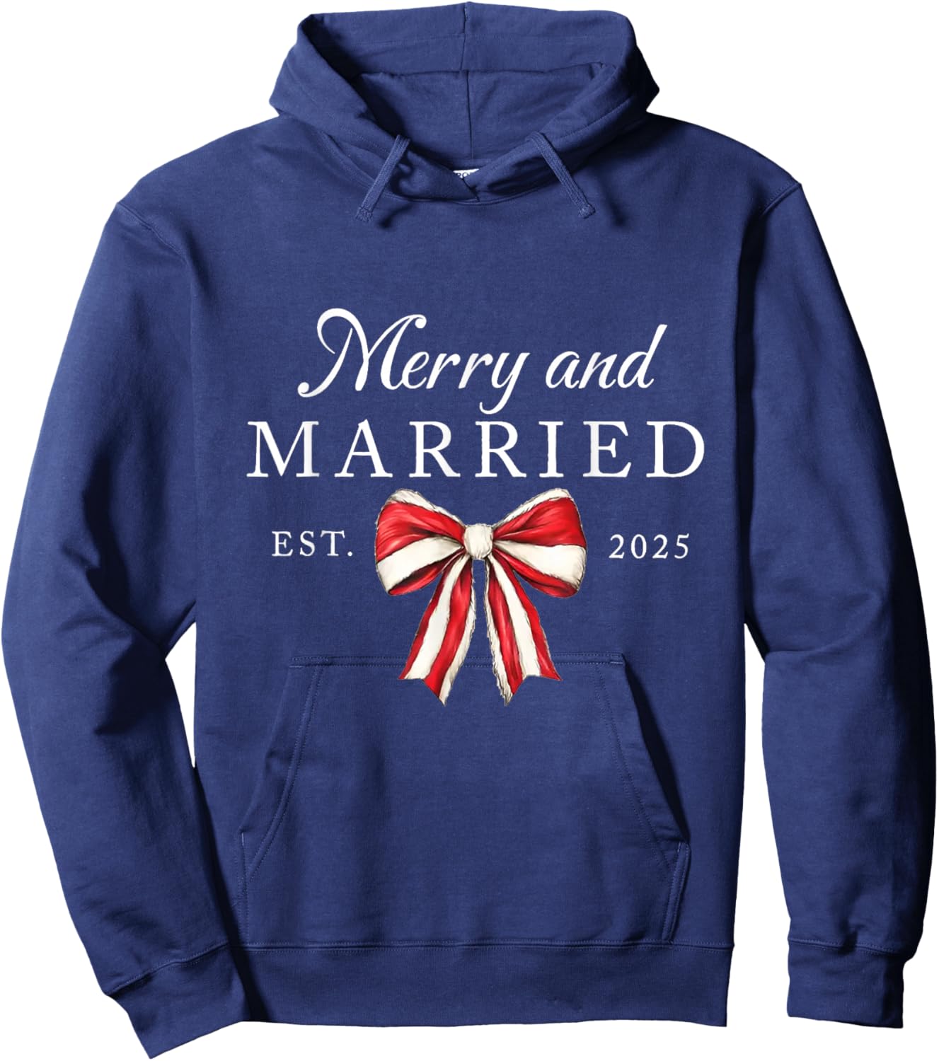 Merry and Married Est 2025 Coquette Couple Matching Hoodie - Hoodie | Navy