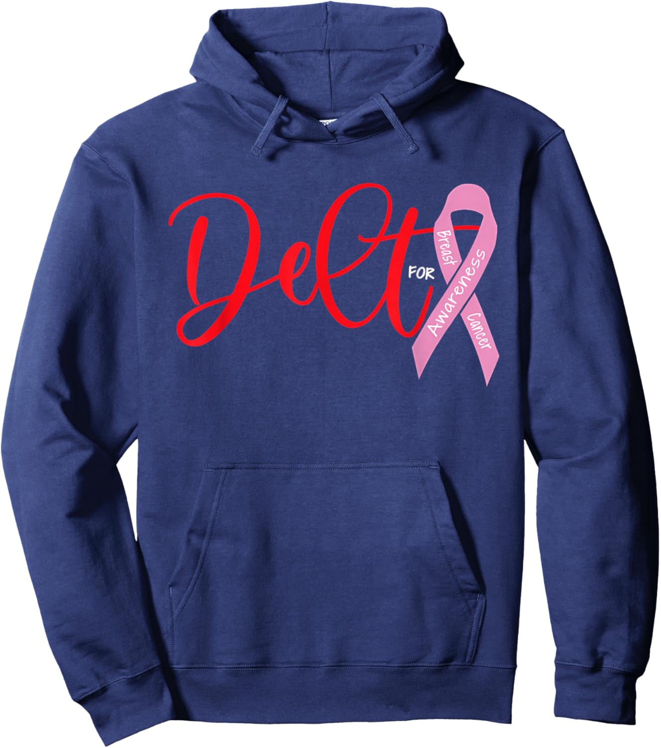 Deltas Wear Pink Breast Cancer Awareness Pink Ribbon Hoodie - Hoodie | Navy
