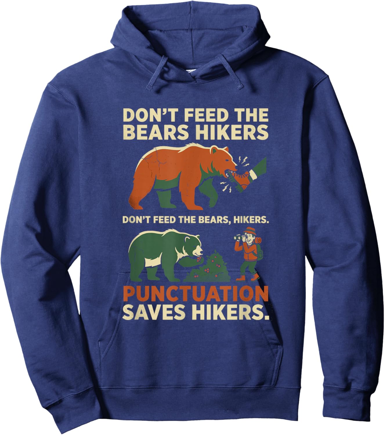 Funny Grammar Punctuation Saves Hikers English Teacher Hoodie - Hoodie | Navy
