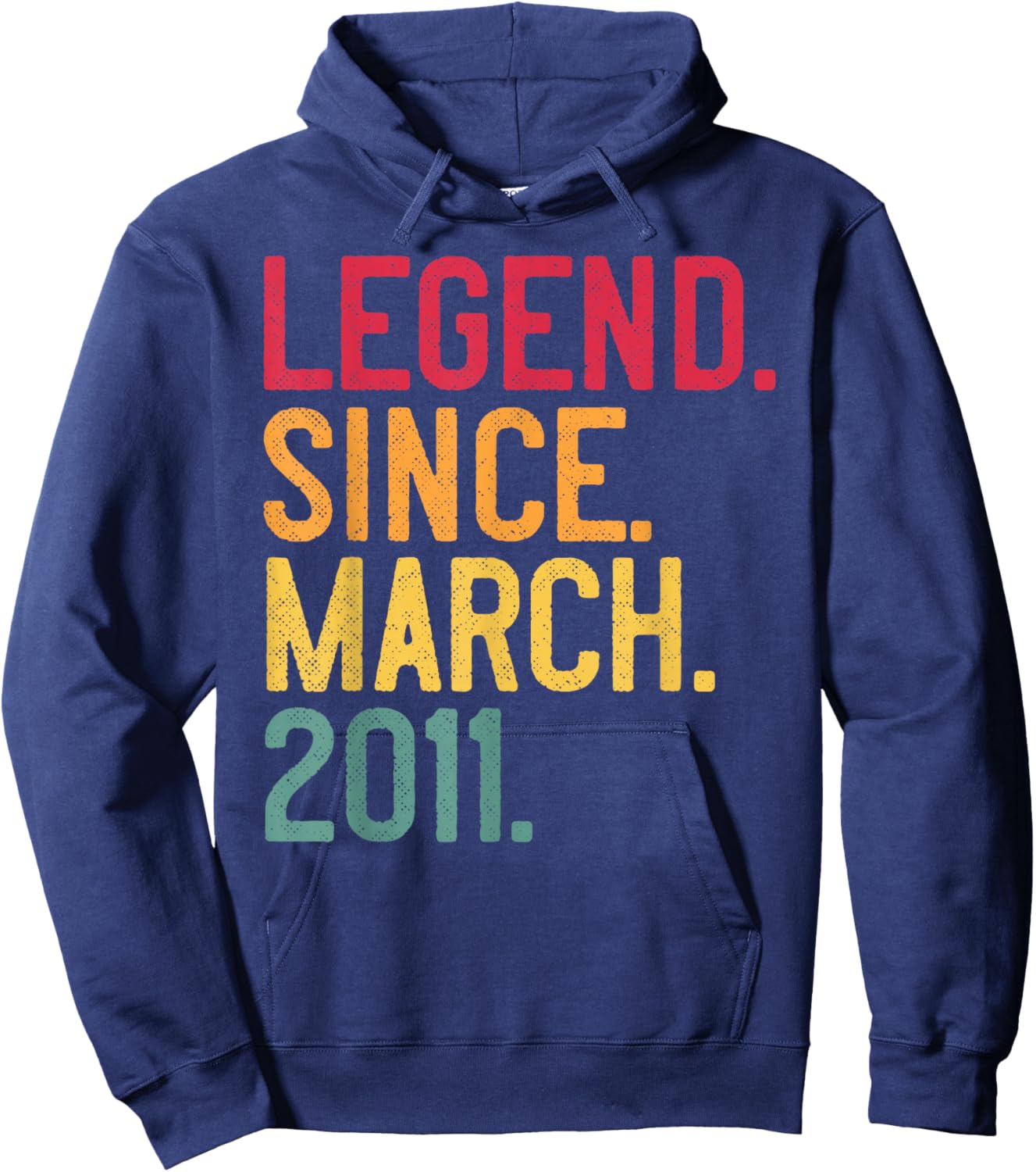 Legend Since March 2011 15 Years Old 15th Birthday - Vintage Hoodie - Hoodie | Navy