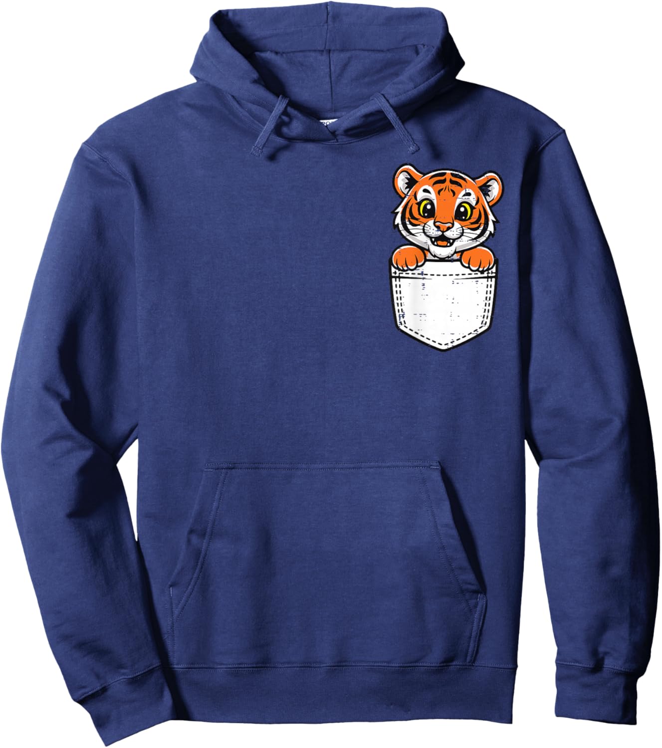 Pocket Tiger Cute Boys Girls Teen Youth Kids Men Women Hoodie - Hoodie | Navy