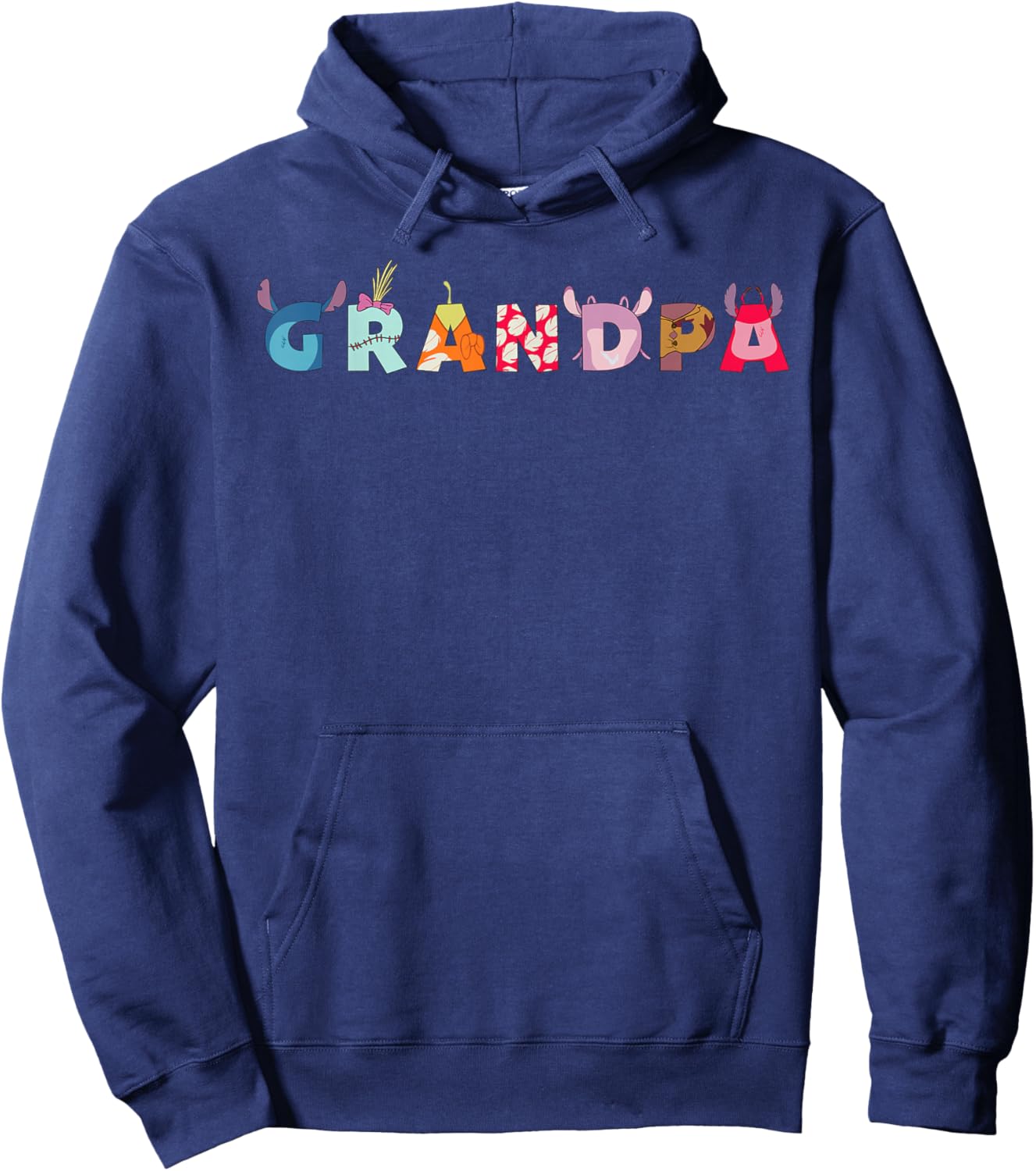 Disney Lilo & Stitch Letters Grandpa Birthday Family Trip Hoodie - Hoodie | Navy