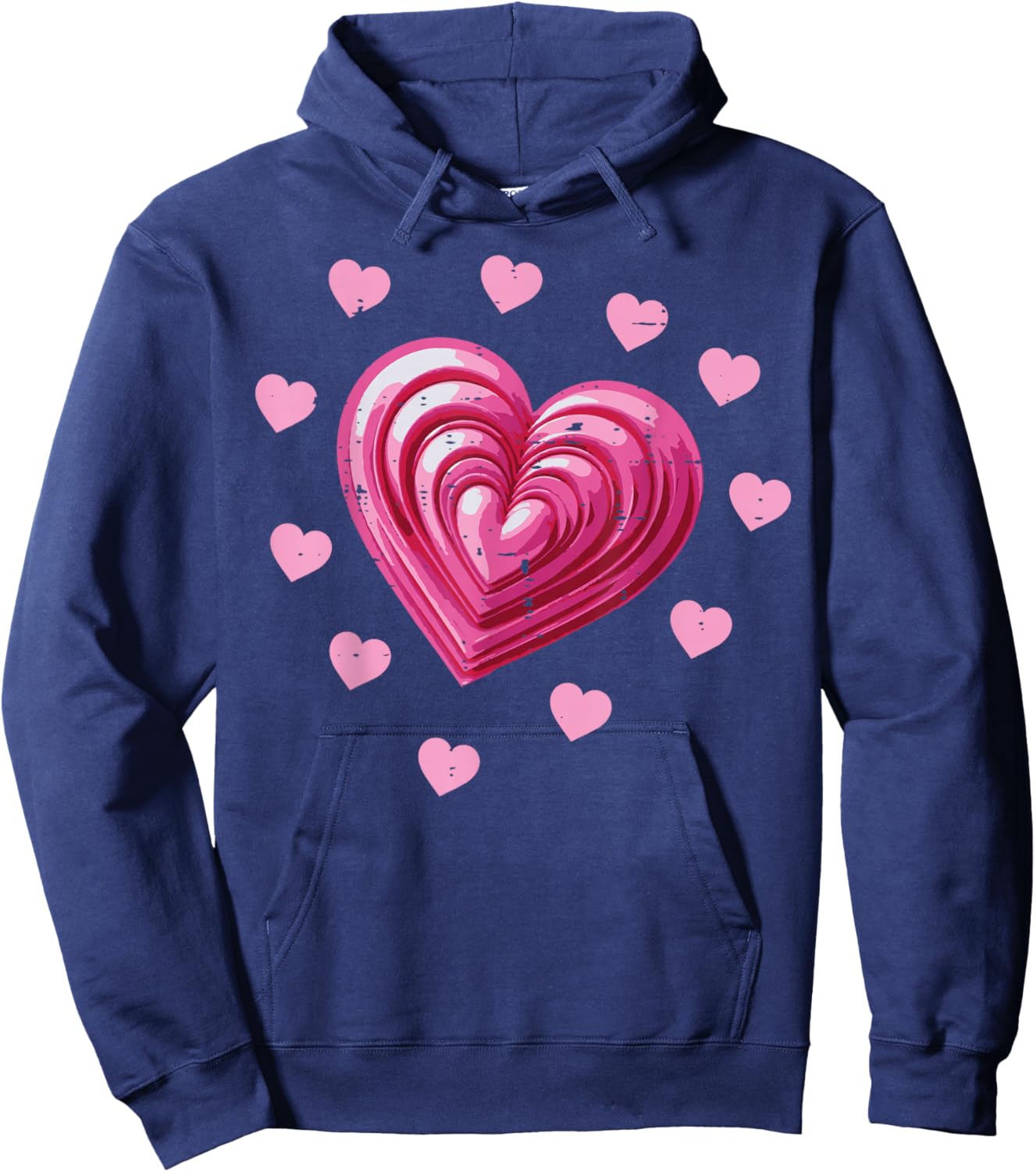 Valentines Day Pink Hearts Cute Love Girls Kids Youth Women Hoodie - Hoodie | Navy