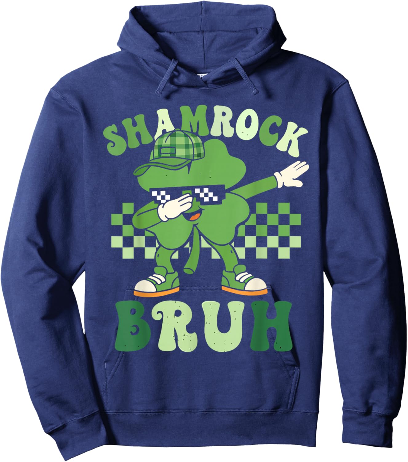St Patricks Day Shamrock Bruh Dabbing Clover Boys Kids Hoodie - Hoodie | Navy