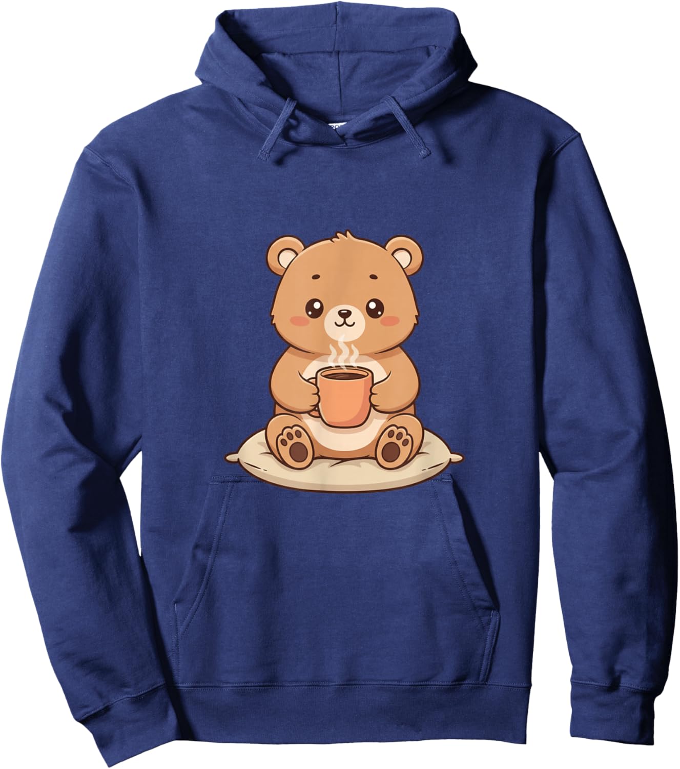 Cute Bear with Coffee Cup Cozy Morning Hoodie - Hoodie | Navy