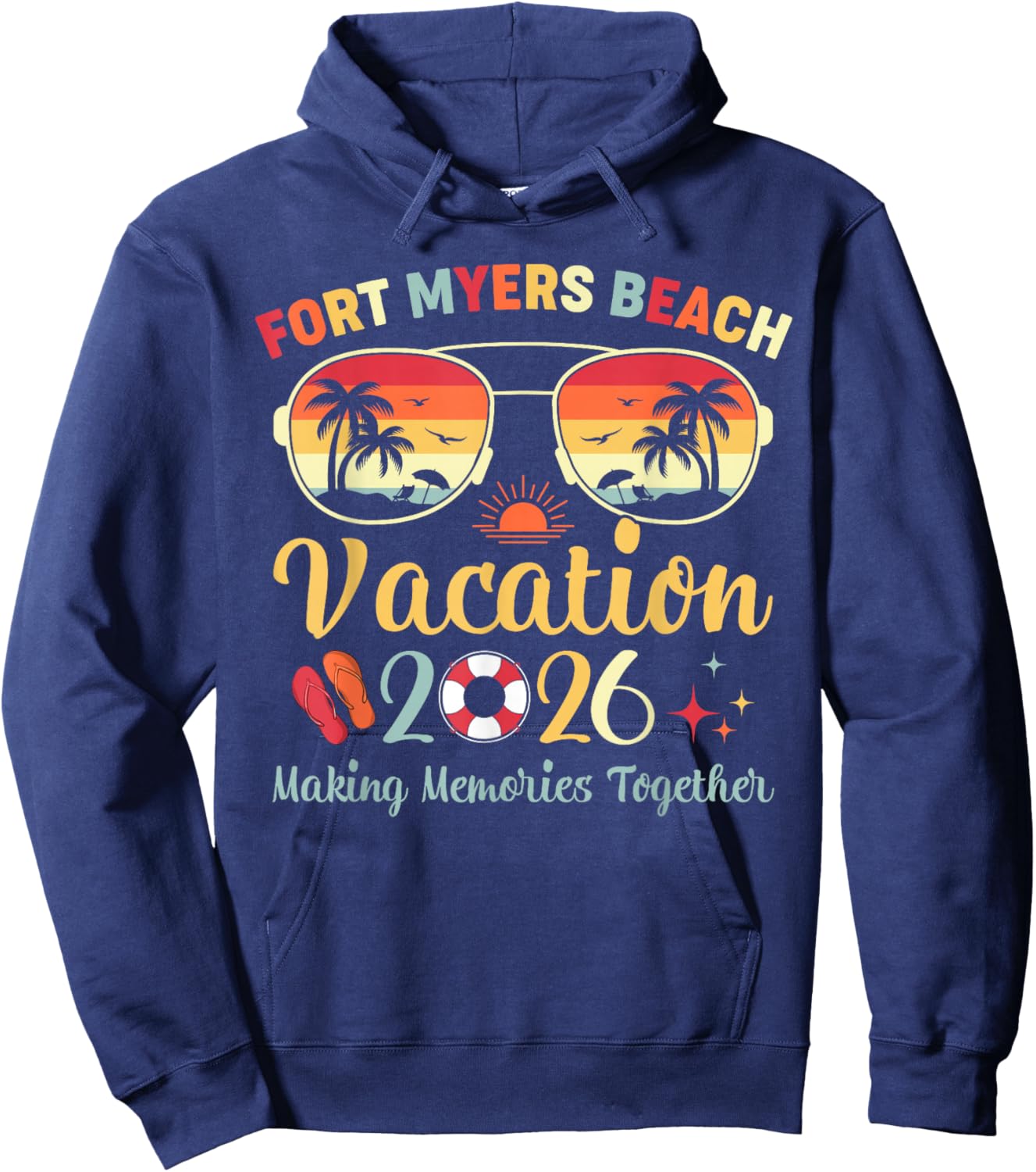 Fort Myers Beach FL Vacation 2026 Family Trip Summer Vibes Hoodie - Hoodie | Navy