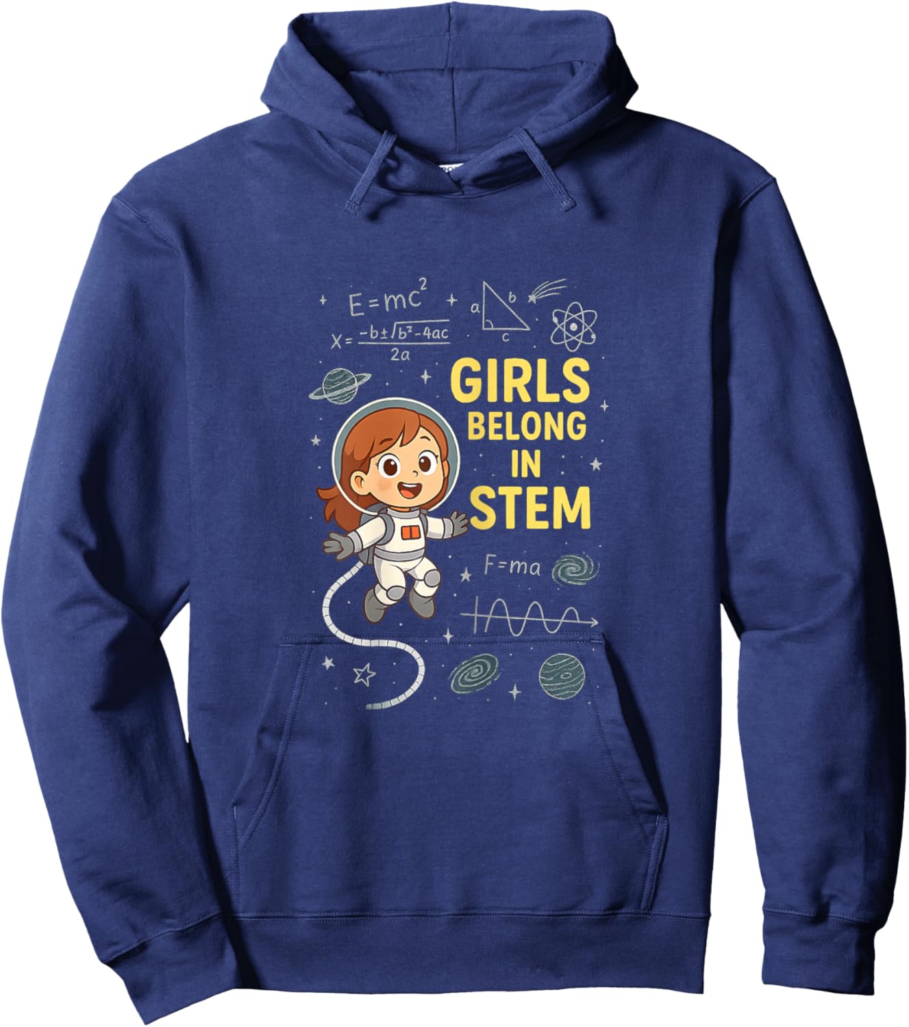 Girls in STEM Space Science Math Astronaut Empowerment Meme Hoodie - Hoodie | Navy