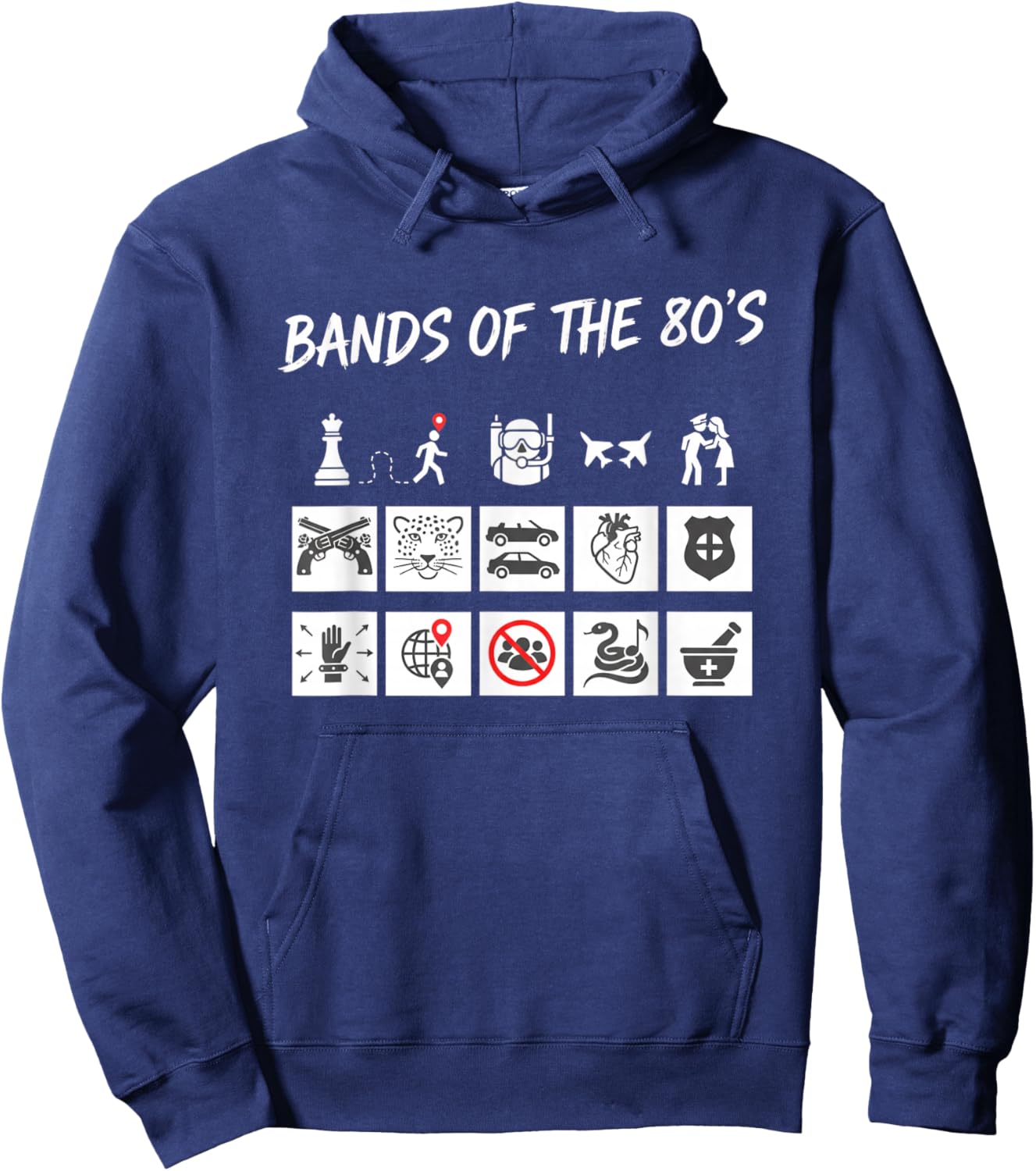 Bands of The 80S Graphic Icons Humor Hoodie - Hoodie | Navy