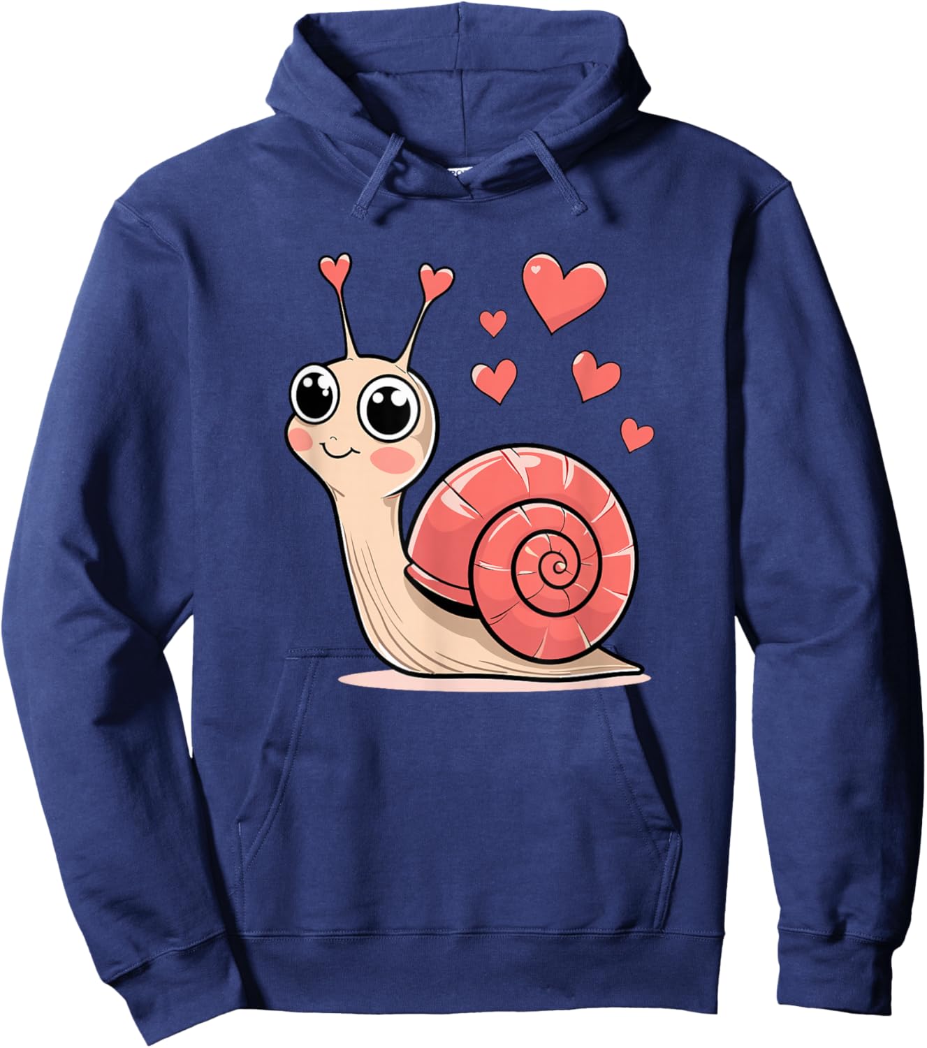 Adorable Love Snail with Hearts Kawaii Valentine Romance Hoodie - Hoodie | Navy