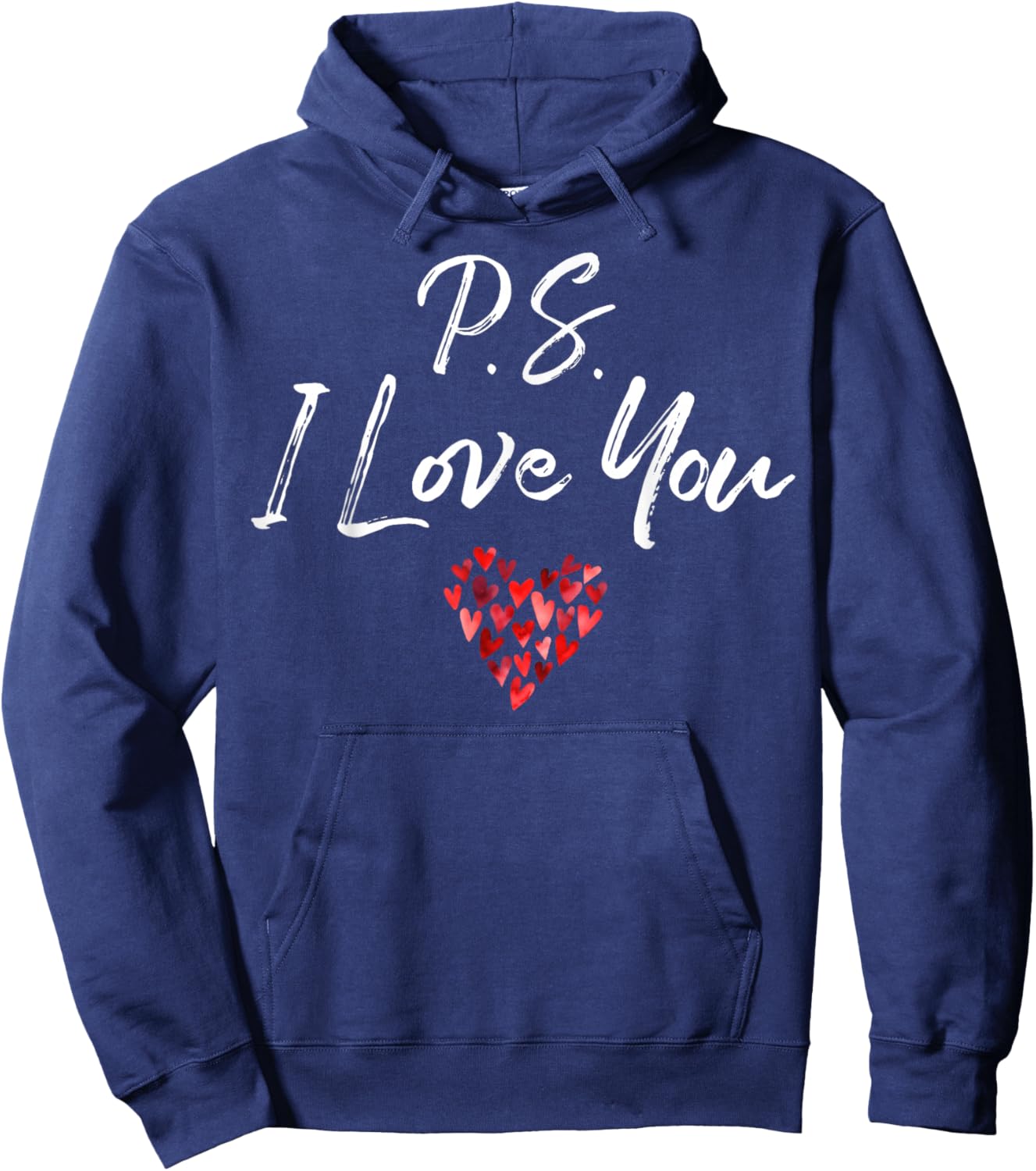 PS I Love You Day Purple Heart Valentine's Day Women Men Kid Hoodie - Hoodie | Navy