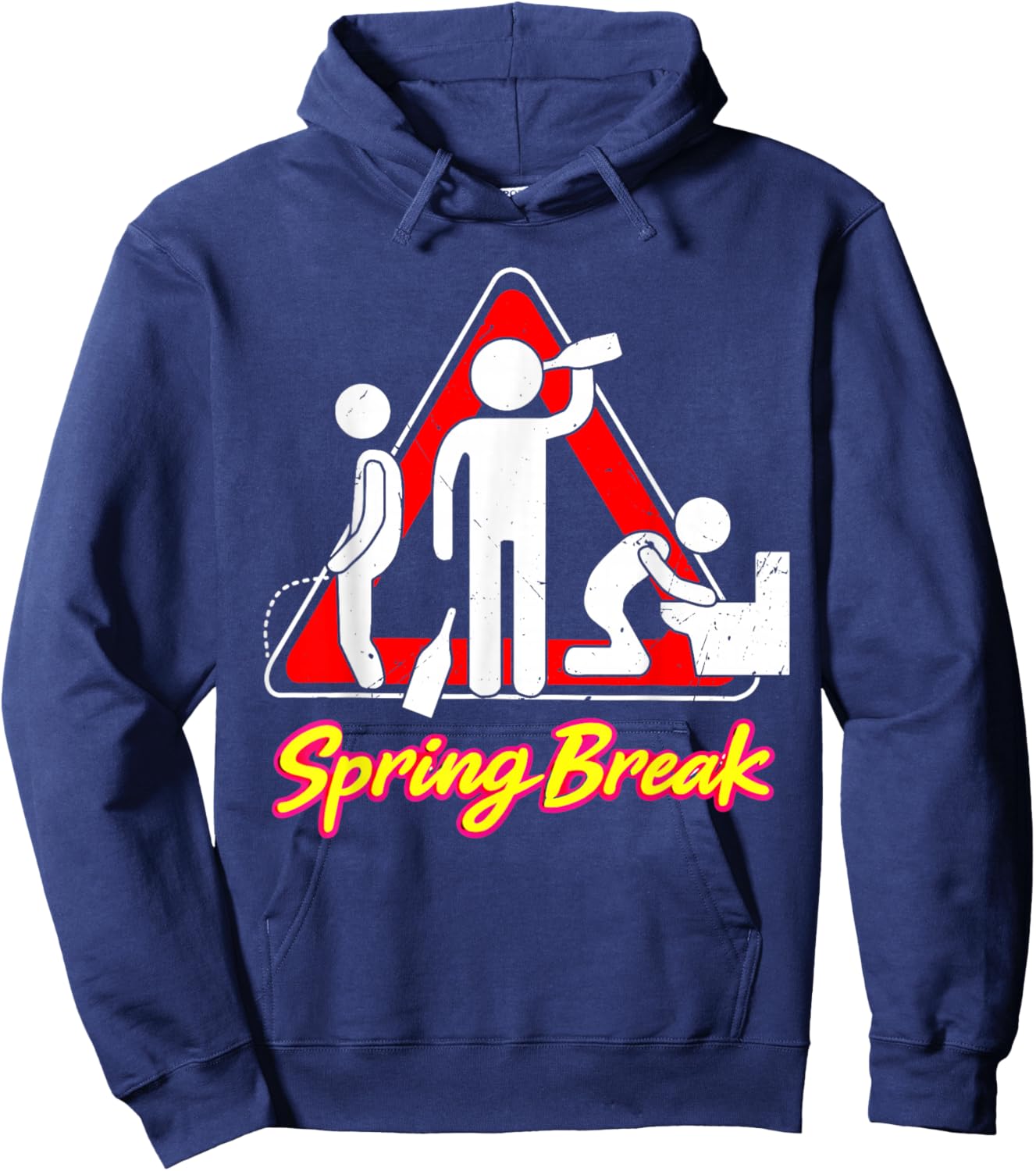 Spring Break Warning Sign Party Vacation Beach Crew Hoodie - Hoodie | Navy